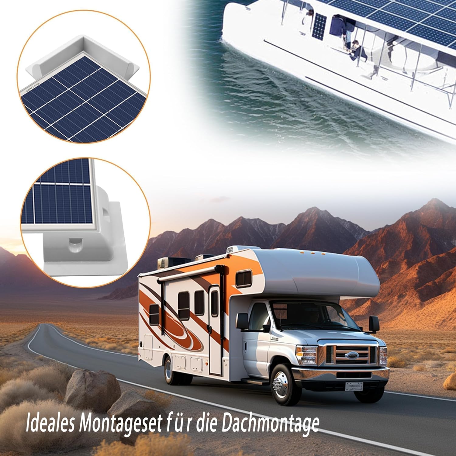 HISports Solarmodul Halterung ABS Kunststoff Bausatz 7 Stück Starkes Zubehör für Flachdach Solarplatten Wohnmobil Befestigung,Weiß