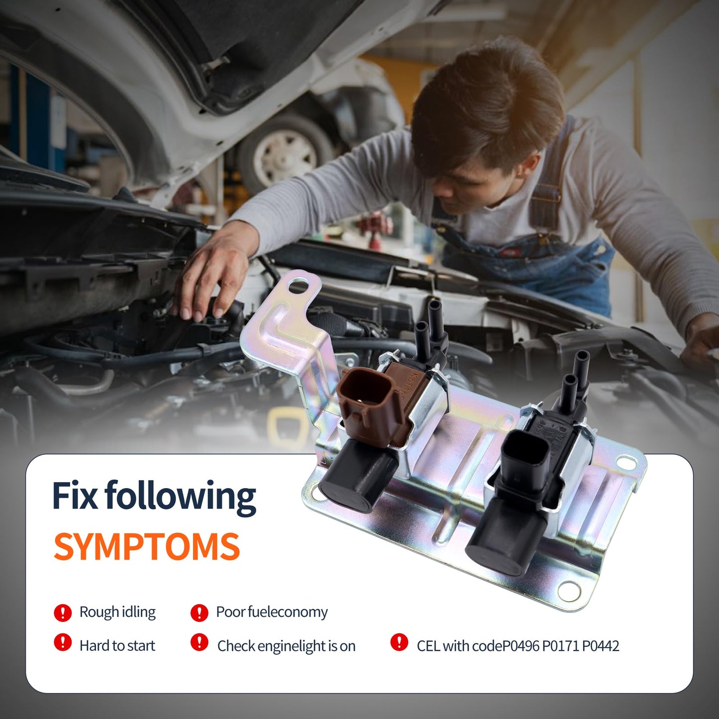 Hisport 4M5G-9A500 Intake Manifold Vacuum Runner Solenoid Valve Compatible with Maz-da 3 5 6 CX-7 K5T46597 Replaces K5T81777 K5T46597 LF82 1627 LF82 8112 LF8218741 LF82-18-741