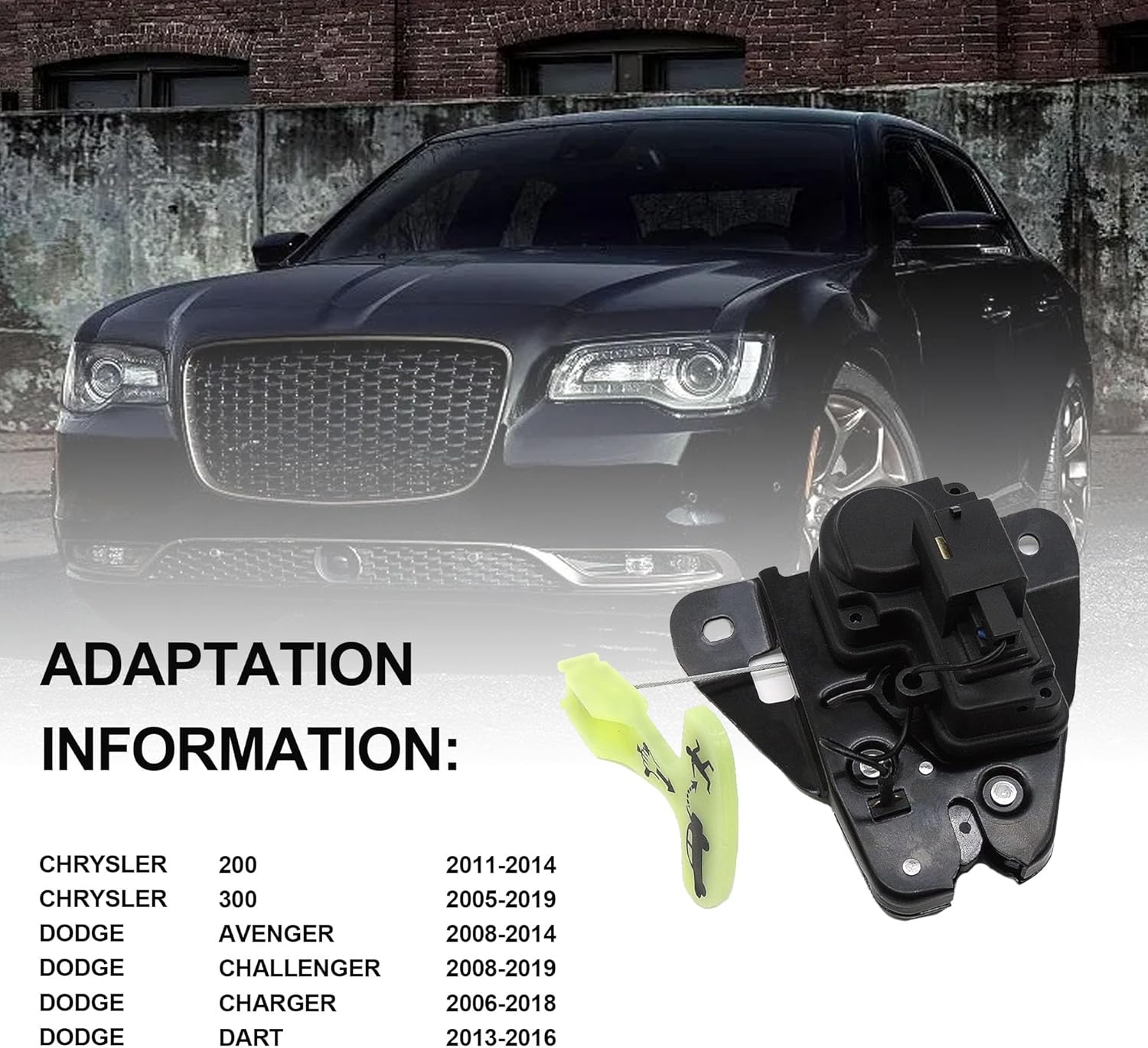 HiSport 931714 Tailgate Lock Trunk Latch Actuator - Compatible with Dodge Charger, Challenger, 2008-2014 Avenger, 2005-18 Chrysler 300, 2011-14 Chrysler 200, replaces 5056244AA, 5056244AB