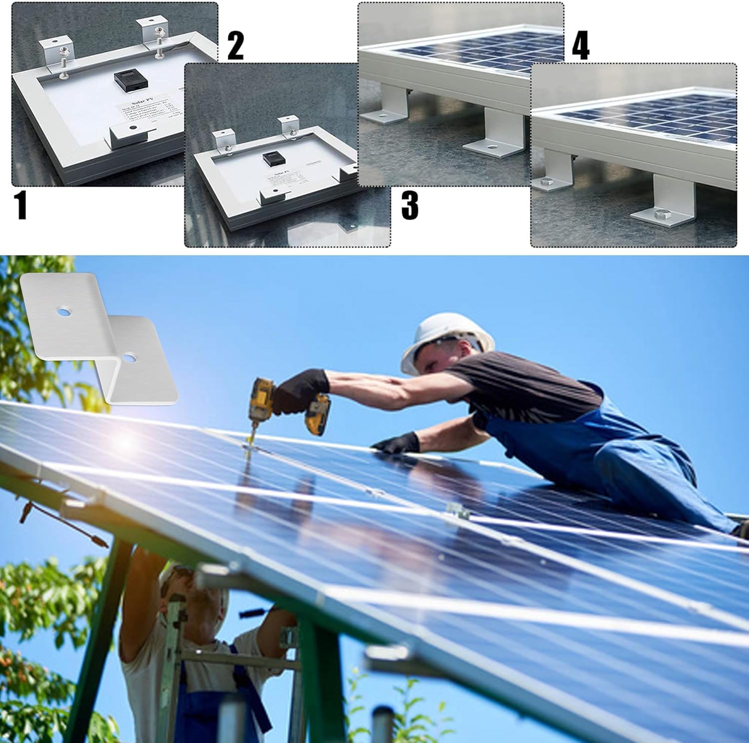 HISports Solarpanel Halterung 8-Stück Set, Z-Bracket für Wohnwagen, Boote, Balkonkraftwerk, mit Muttern,Schrauben, Schwarz
