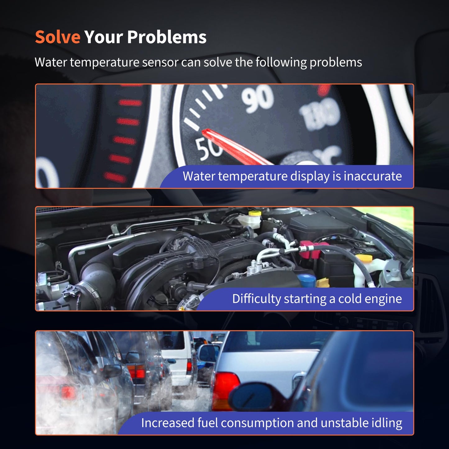 HiSport Engine Coolant Temperature Sensor - Compatible with Chevy Ford GEO GMC Jaguar Kia Lexus Lincoln Mazda Pontiac Suzuki Toyota Replace 19022018