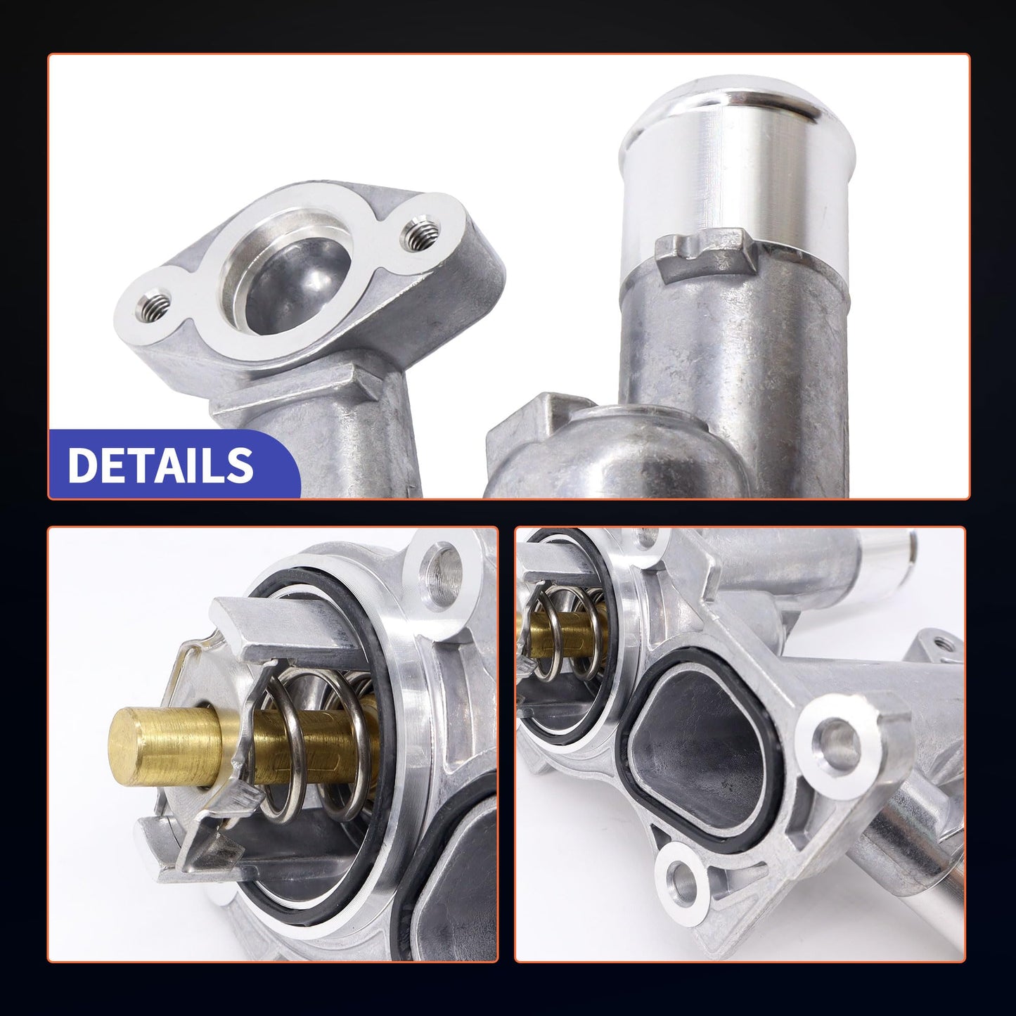 HiSport Aluminium Engine Coolant Thermostat Housing BM5Z8592C Compatible with Ford Escape 2013-2016, Fiesta 2014-2019, Fusion 2013-2014, Transit Connect 2014-2016, BM5Z-8592-C, 9021100