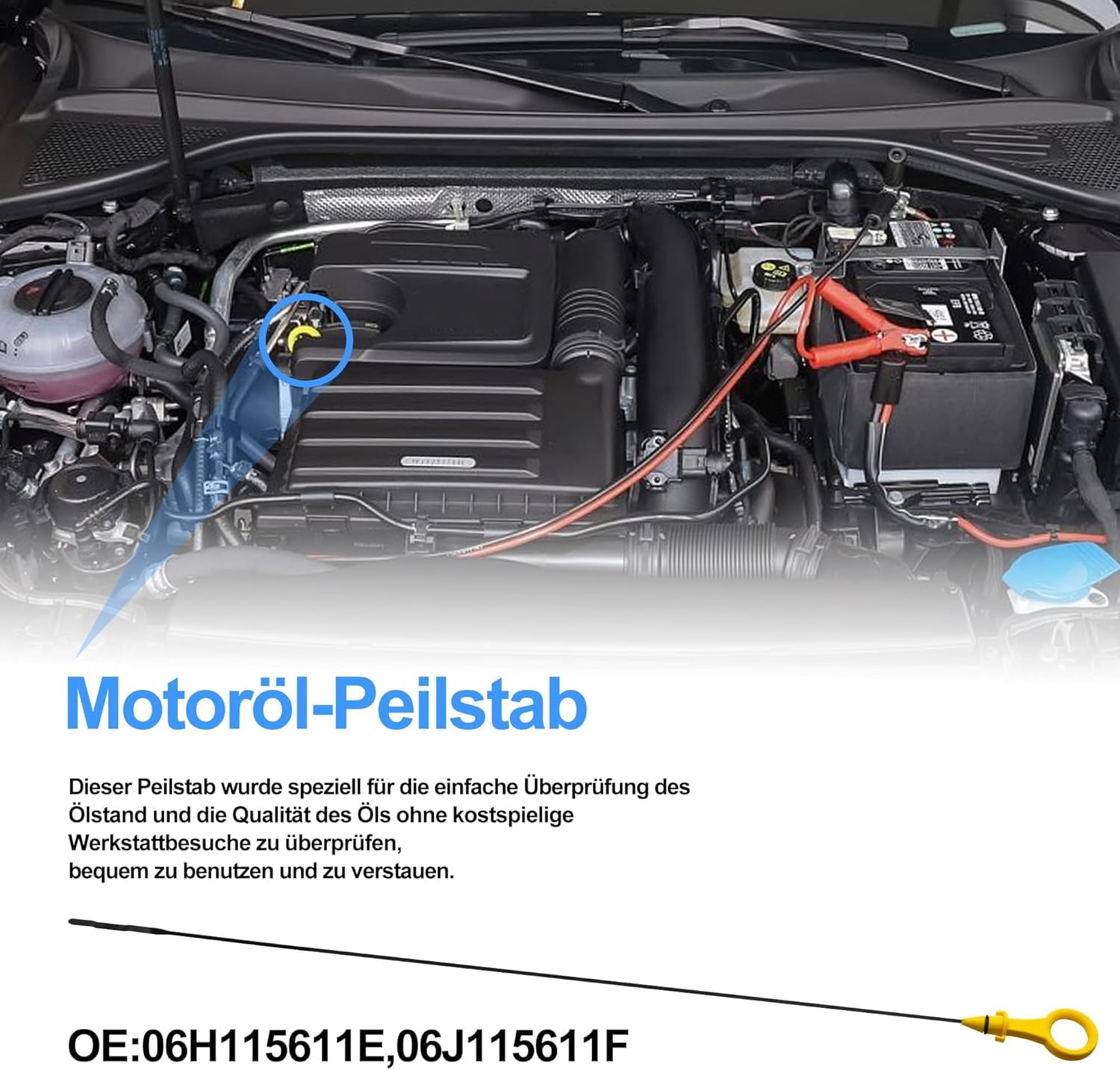 HISports Ölmessstab,Getriebe Peilstab,Automatikgetriebeöl Ölpeilstab, 06H115611E 06J115611F Kompatibel mit Audi A4/A5 Quattro 2.0T General 2008-2017 Motorölmessstab Autozubehör