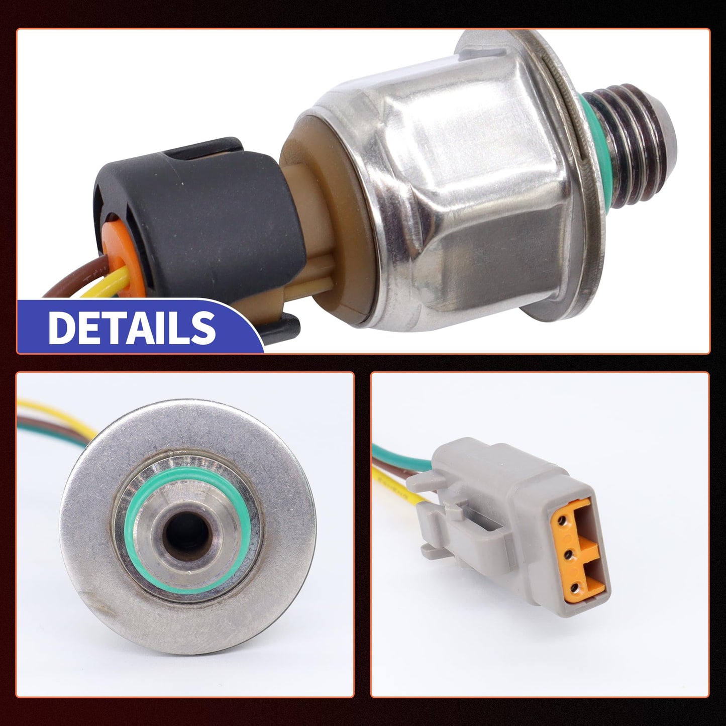 HiSport Fuel Injector Pressure Sensor ICP Sensor 1845536C91 3PP6-8 1845536 Compatible with Navistar MAXXFORCE DT466E DT570 2004-2007