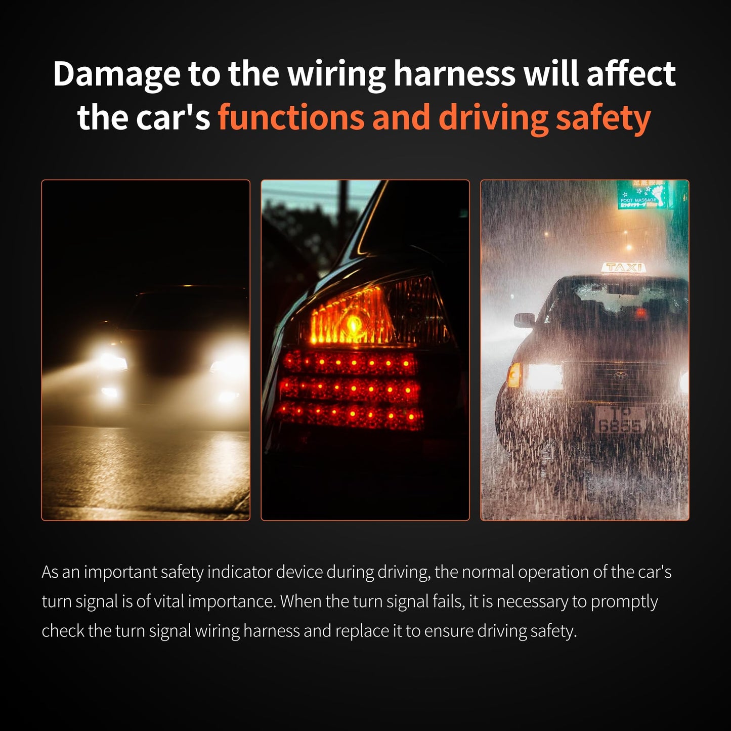 HiSport 2U5Z13411SA Turn Signal Light Socket with 3 Wire Pigtail Connector Compatible with Ford Lincoln Mercury Mazda YF1Z13411CA, 2 Sets