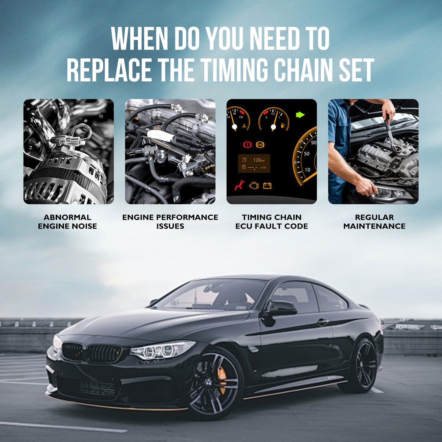 HiSport 24410-2E000 Engine Timing Chain Kit - Compatible with Kia Forte Forte5 2.0L l4 Compatible with Hyundai Kona Veloster Elantra 2.0L l4 Elantra 1.8L l4 2017-2022