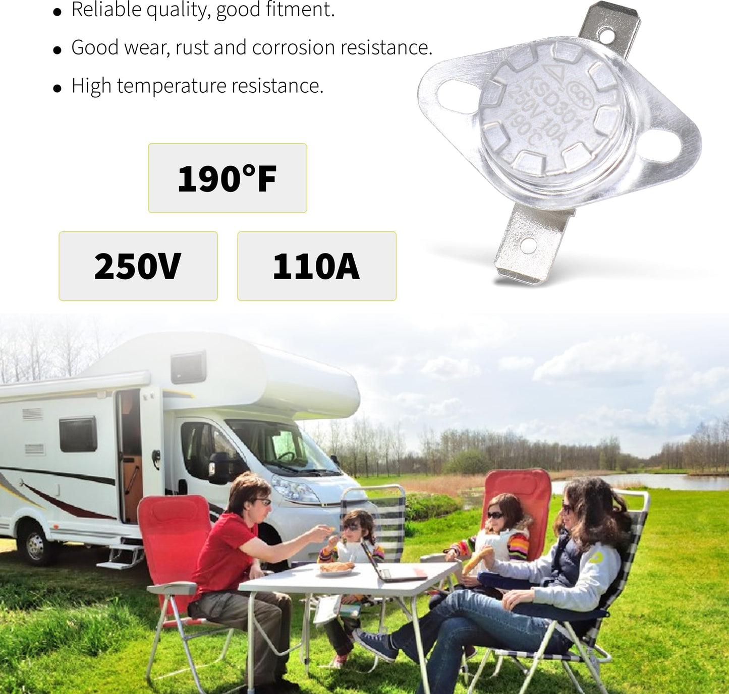 HiSport 37022 Furnace Thermostats Limit Switch 2PCS - Compatible with Atwood Hydroflame RV Furnaces 8516-III 8516-IV 8520-III 8520-IV 8525-III 8525-IV 8531-III 8531-IV 8535-III 190¨H