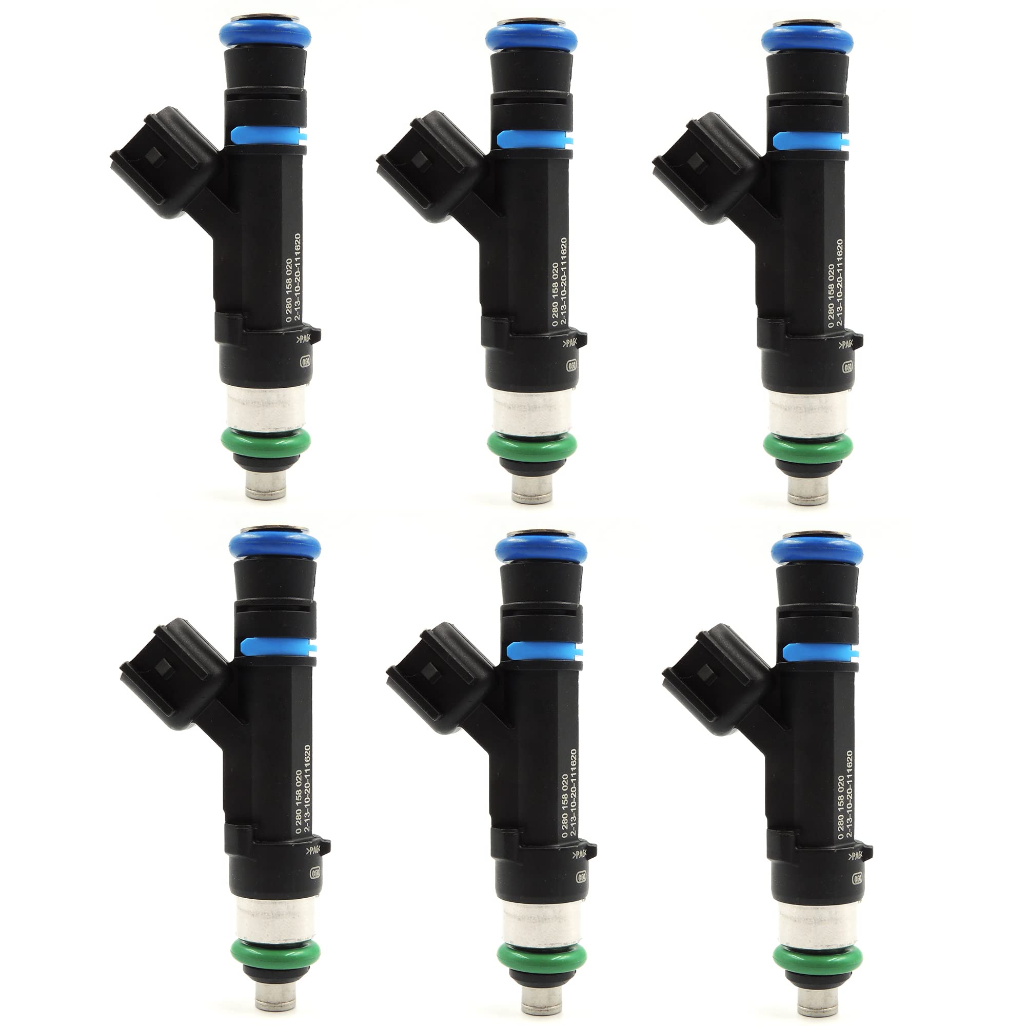 HiSport Fuel Injector 6 PCS 0280158020 Compatible with Dakota Mitsubishi Liberty Jeep Dodge 3.7L - HiSport