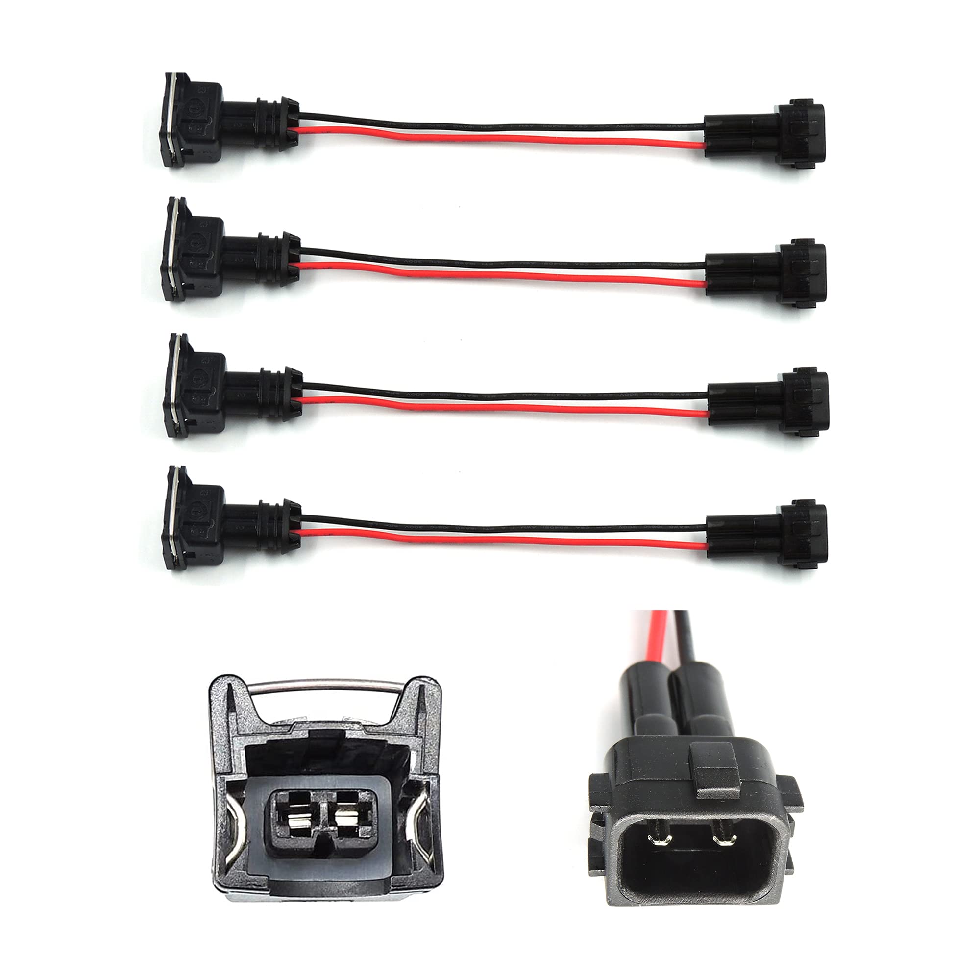 HiSport Injector Adaptors Plugs Connectors Harness OBD2 TO OBD1 EV1 Fuel Injector Replacement for Honda Acura 4Pcs - HiSport