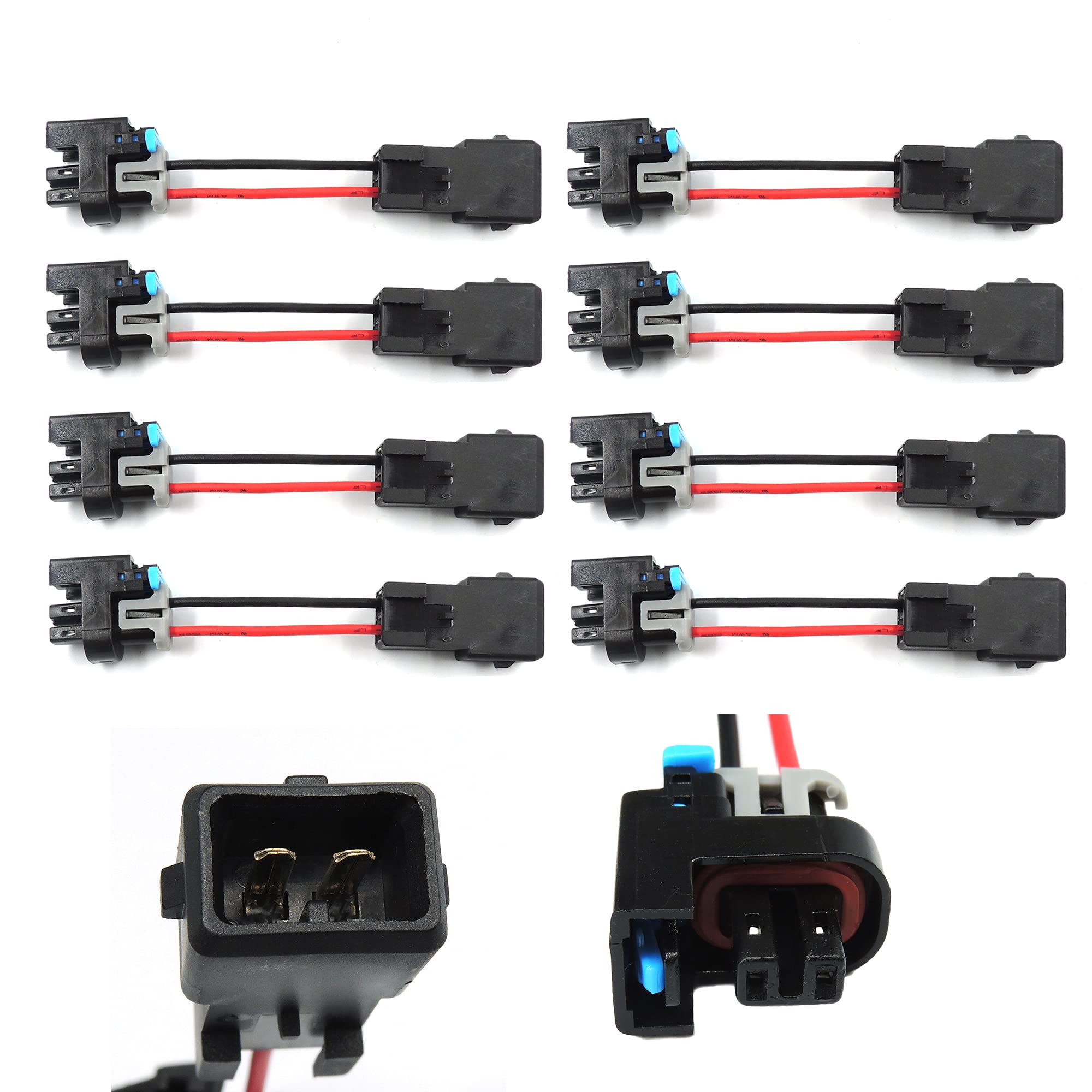 HiSport Injector PnP Adaptors Plugs Compatible with LQ4 LQ9 4.8 5.3 6.0 Injectors into LS1 LT1 EV1 wiring Harness Connectors 8Pcs - HiSport