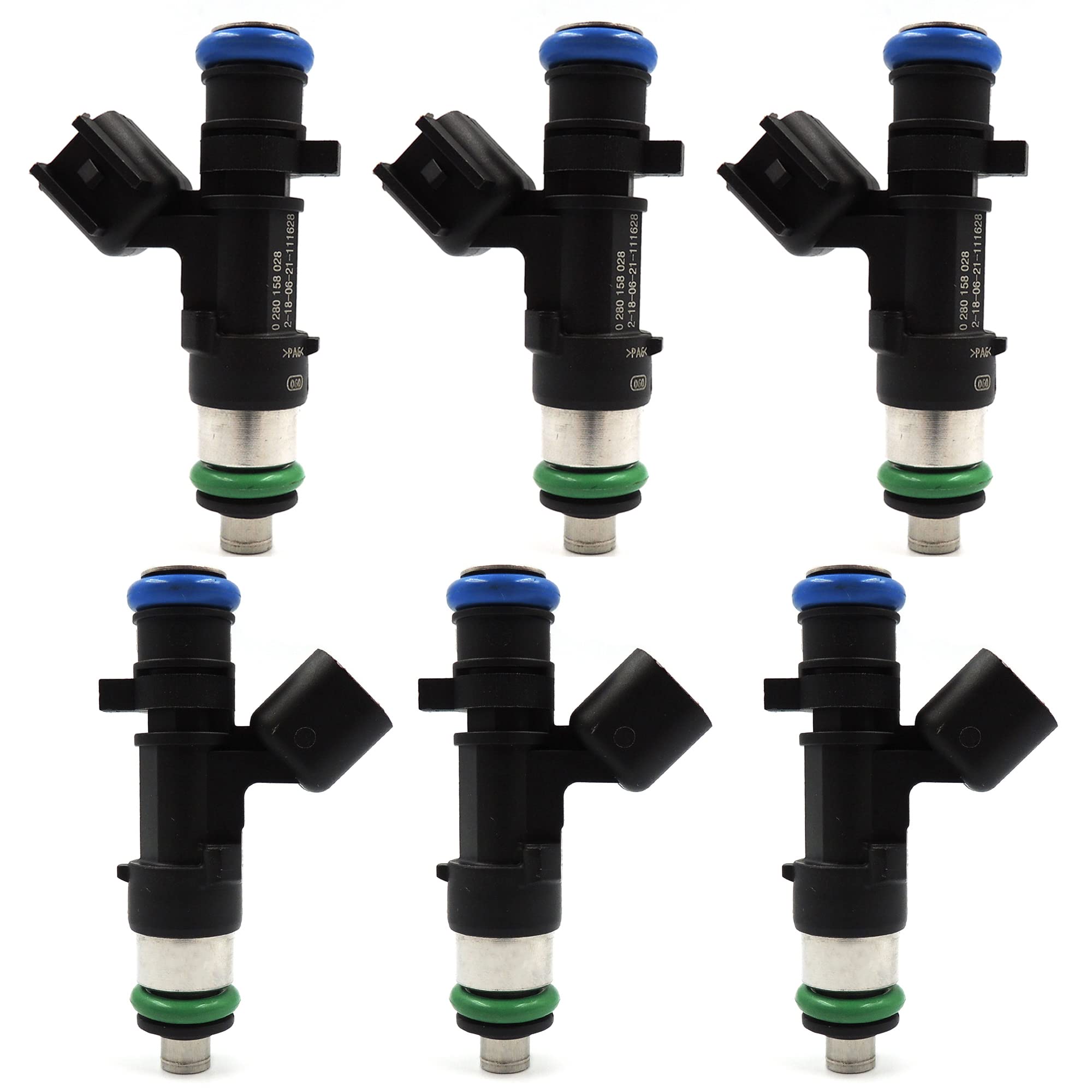 HiSport Fuel Injector 6 PCS 0280158028 04591986AA Compatible with Chrysler 300 V6 2.7L 3.5L 2005-2010,Compatible with Dodge Avanger Magnum 2.7L 3.5L - HiSport