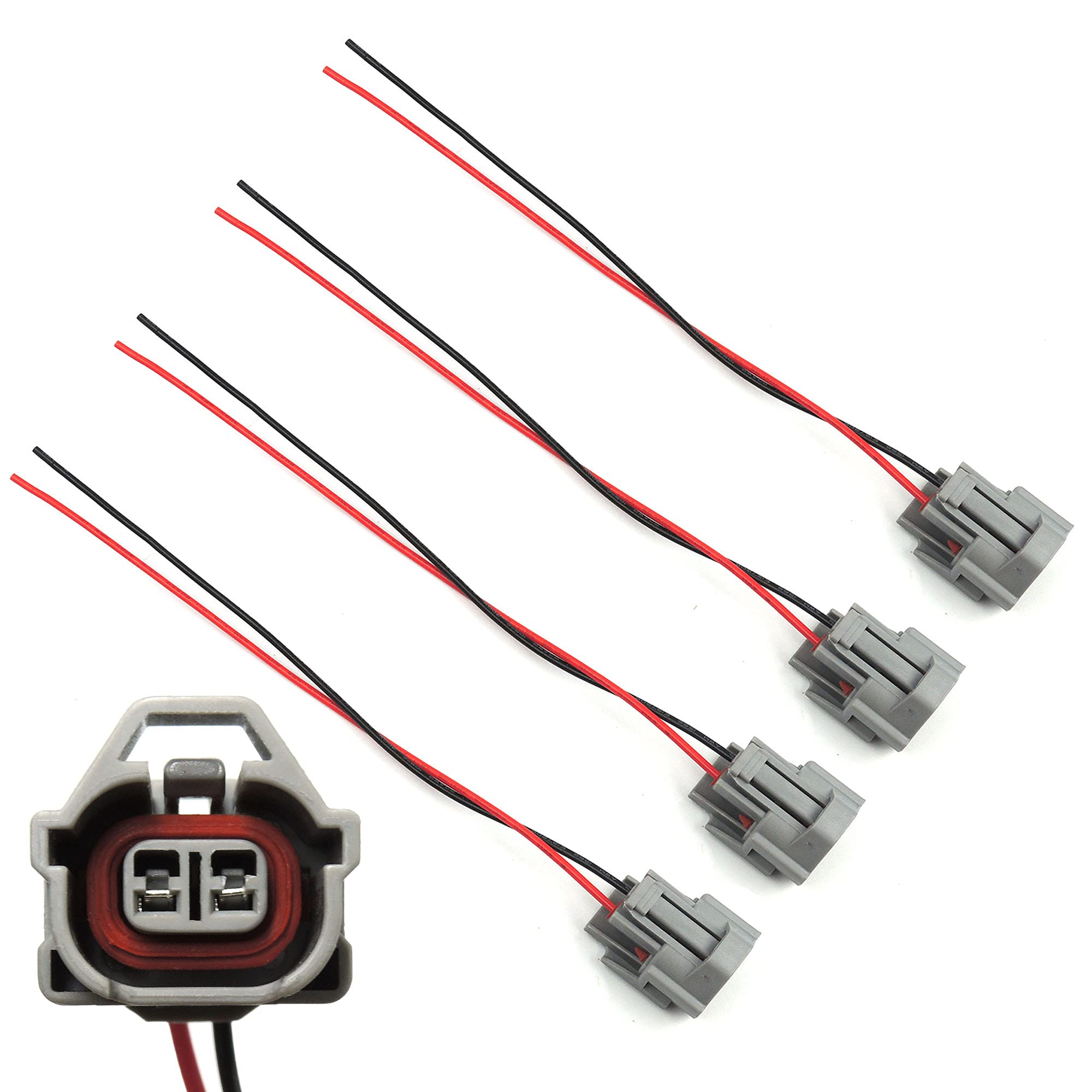 HiSport 4Pcs Fuel Injector Connector Electrical Pigtail Plug Replacement for Mazda, Mitsubishi, Nissan, Subaru, Toyota - HiSport