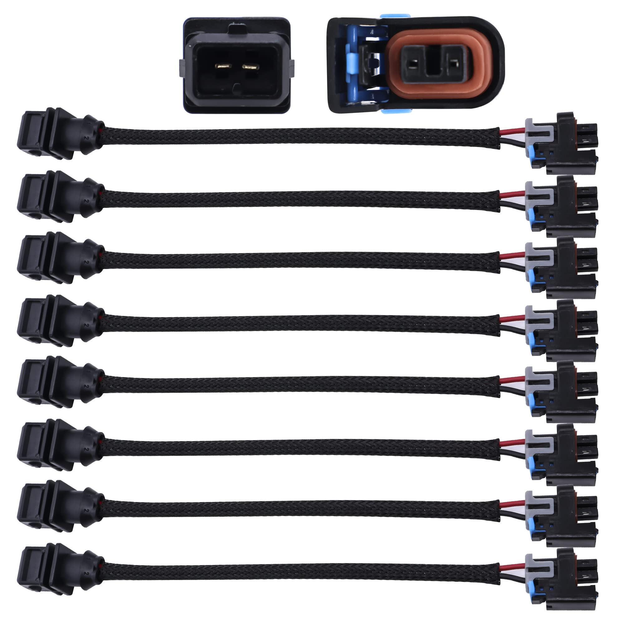 HiSport Fuel Injector Connector 8 PCS Pigtail Connectors Wire Compatible with Jetronic EV1 to Mini Delphi Multec - HiSport