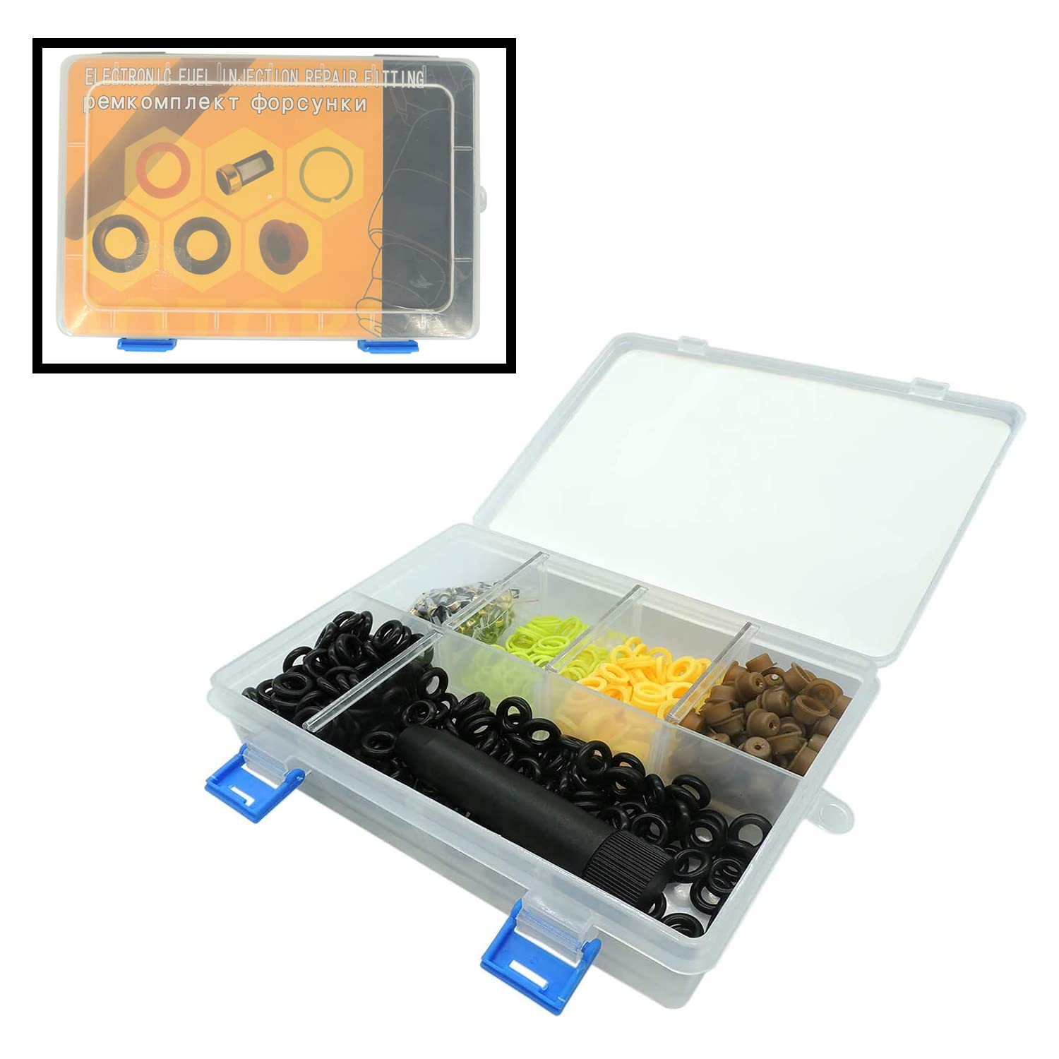 HiSport Fuel Injector Rebuild Service Repair Kits - O rings, Spacers, Pintle Caps, Micro Basket Filters + Removal Tool (100set/box)