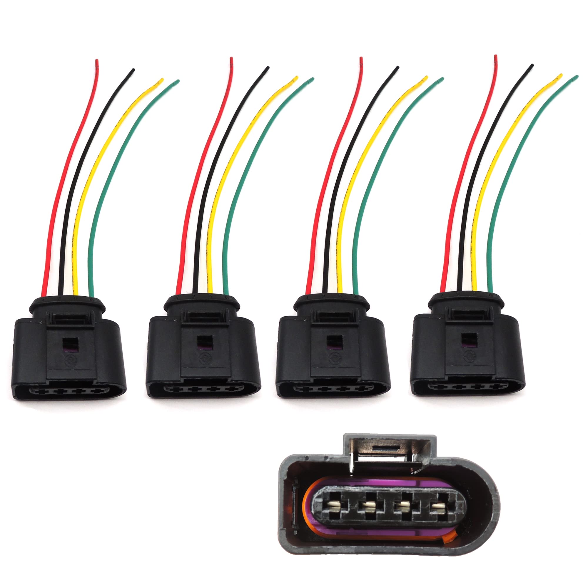 HiSport 4Pcs Ignition Coil Female Connector Plug Harness Pigtail - 1J0973724 Compatible with Audi VW Jetta Passat - HiSport