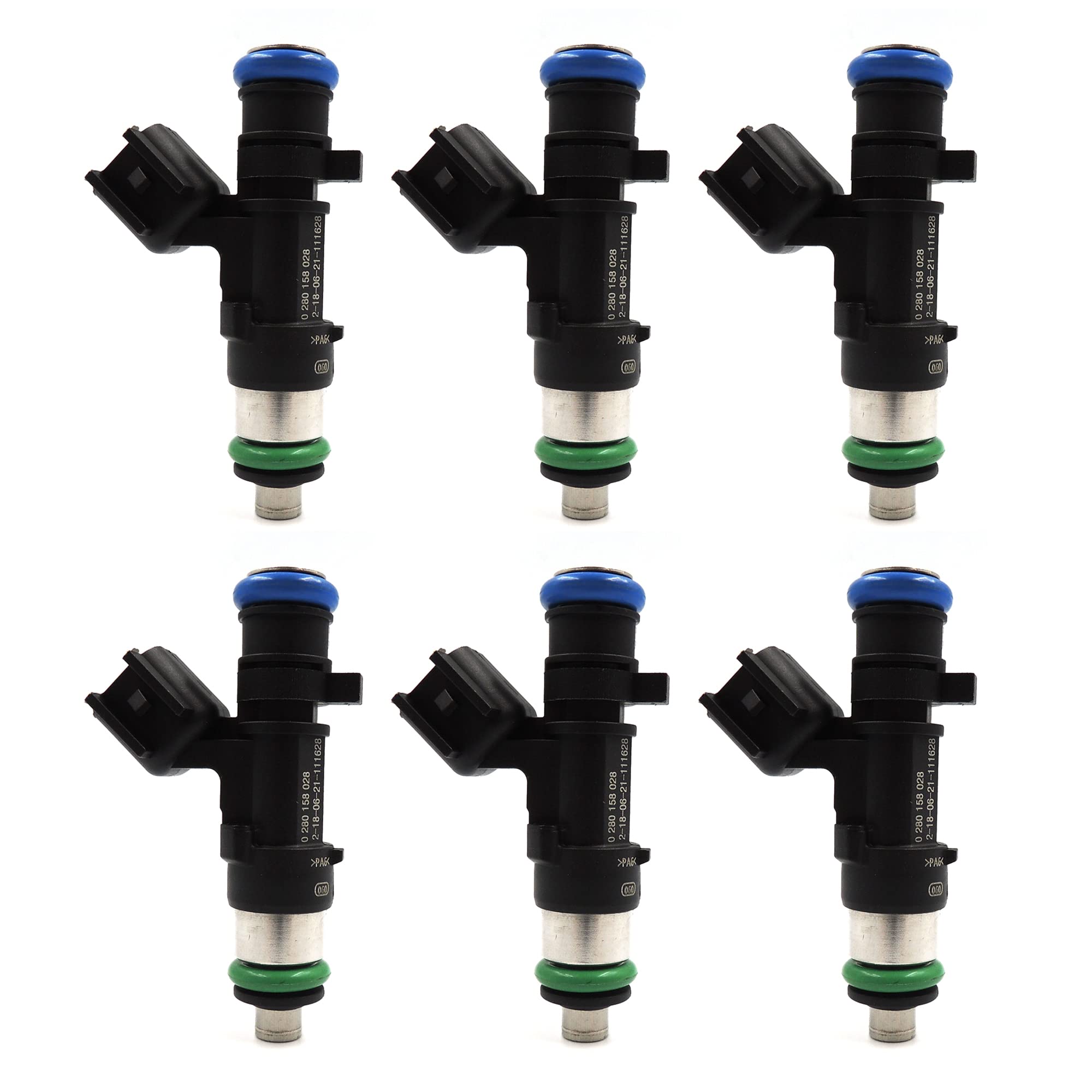 HiSport Fuel Injector 0280158028 04591986AA Compatible with Dodge Chrysler 05-10 300 V6 2.7L 3.5L (6 PCS) - HiSport