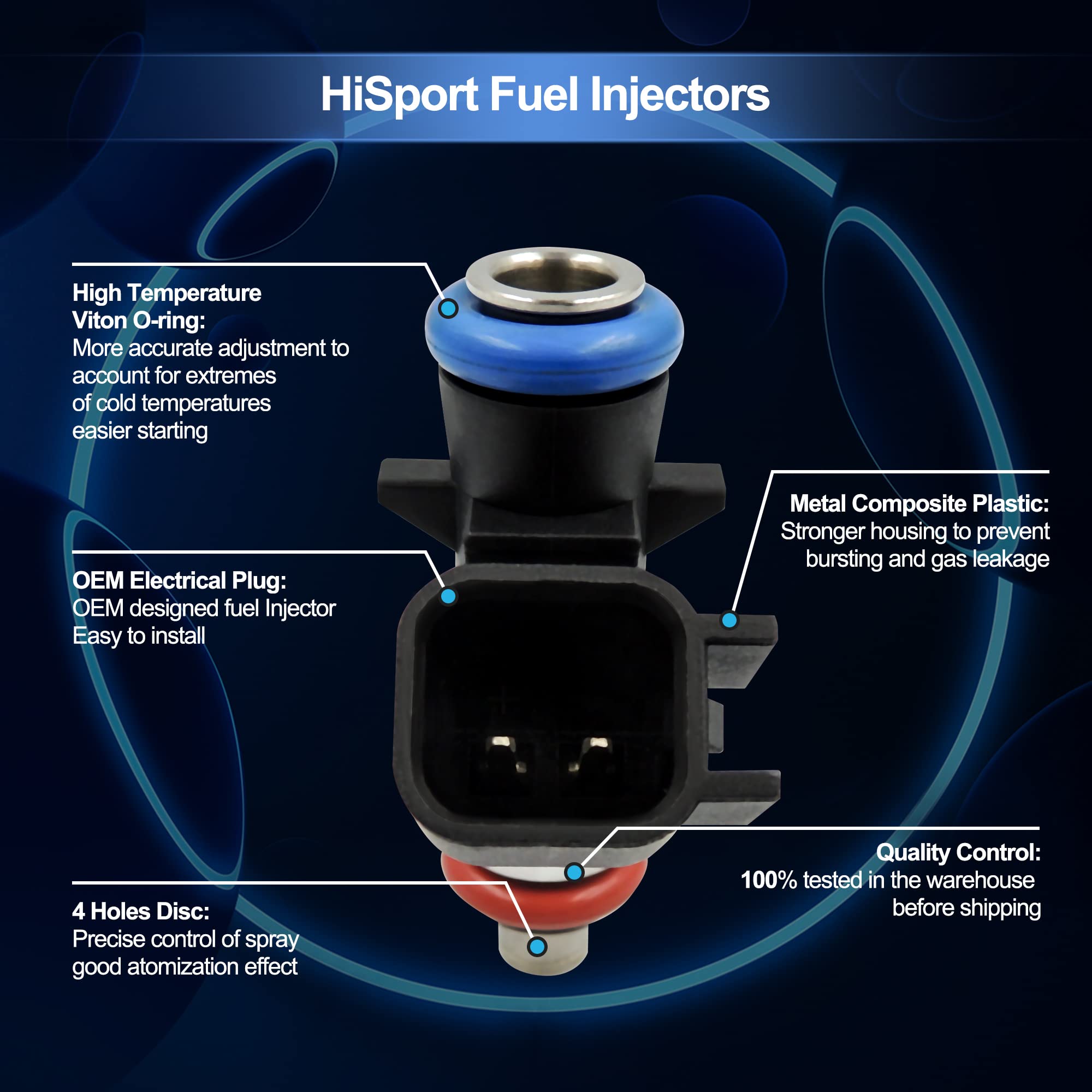 HiSport Fuel Injector 0280158233 5184085AC 6 PCS Compatible with Chrysler Dodge Ram Jeep Bosch 3.6L 2011-2017 - HiSport