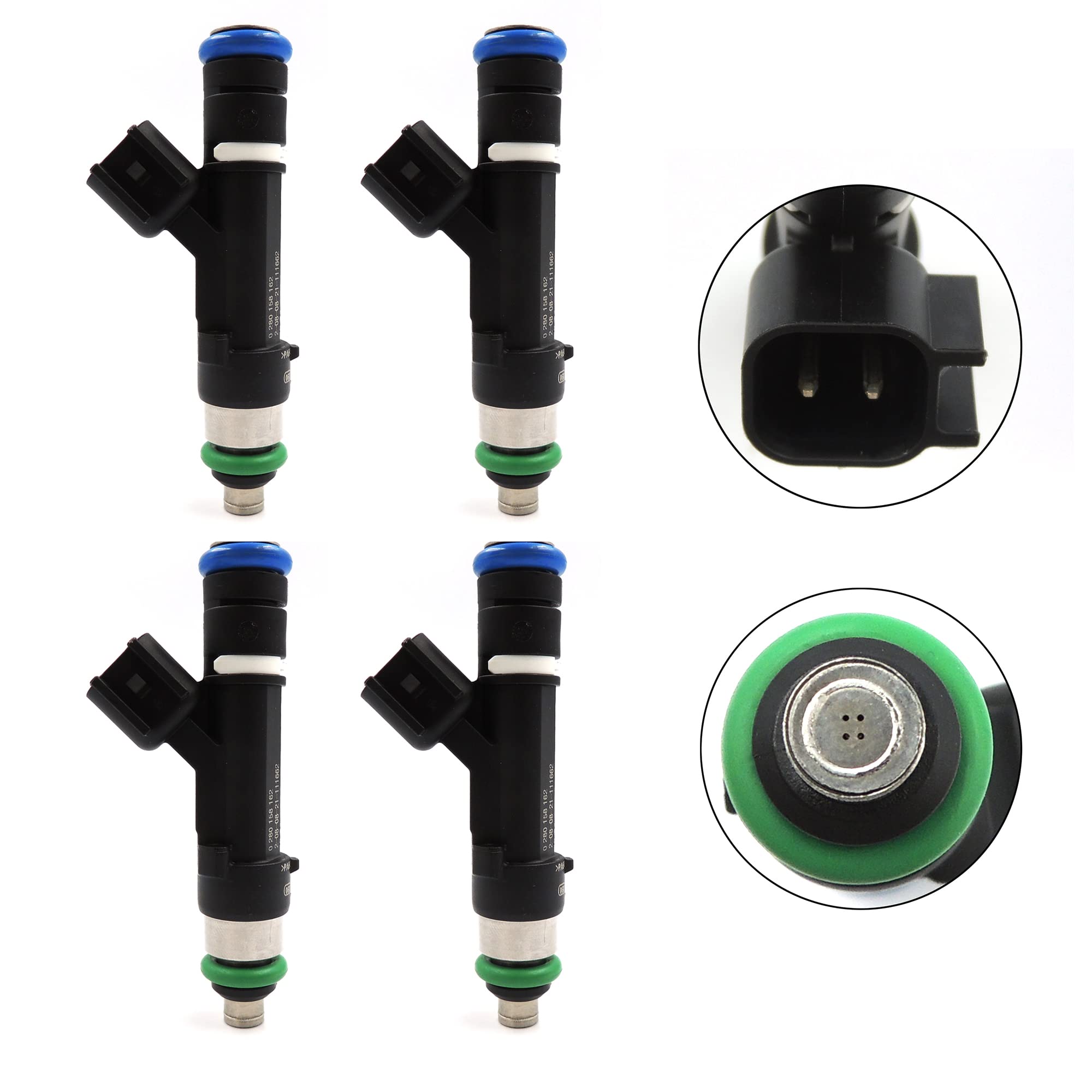 HiSport Fuel Injector 0280158162 Compatible with Ford Mazda Mercury 2.5L 4 Hole 09-18 (4 PCS/Pack) - HiSport
