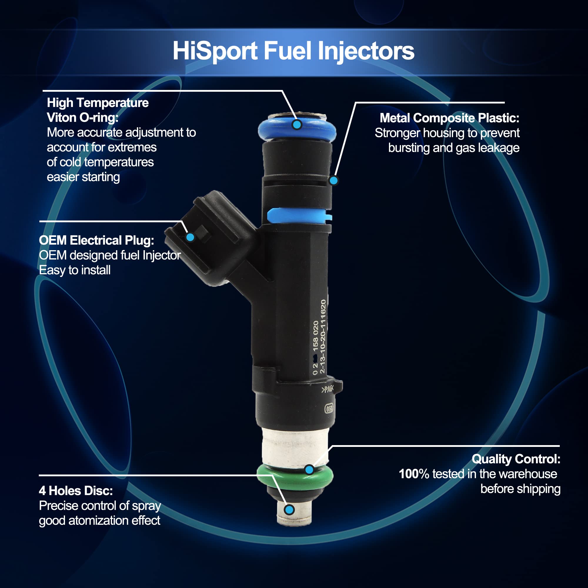 HiSport Fuel Injector 0280158020 Compatible with Jeep Dodge Dakota Mitsubishi Liberty 3.7L (1 Pack) - HiSport