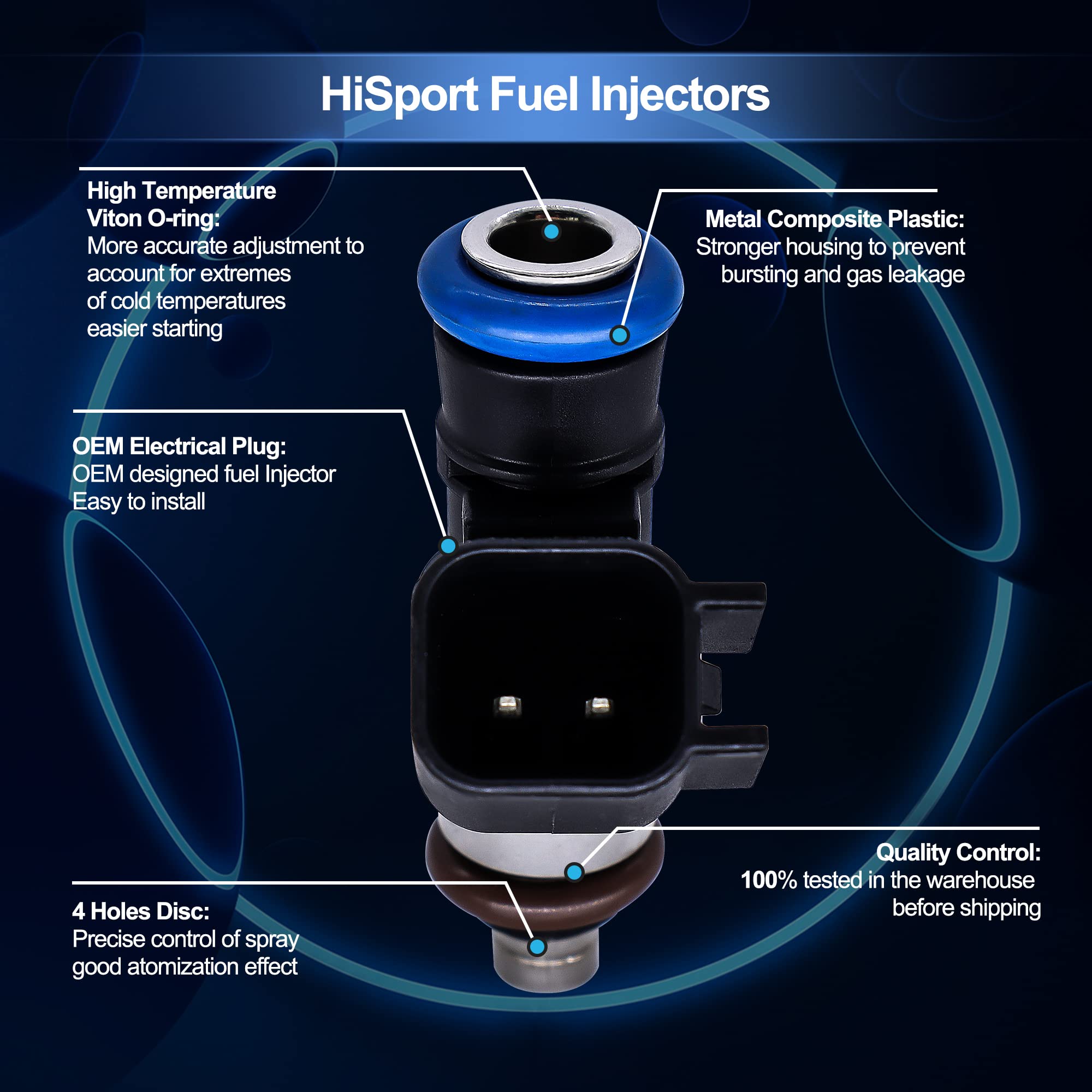 HiSport Fuel Injector 96487553 Compatible with Chevy Aveo 1.6L 2006-2007-2008 Replaces 832-11197 1 PCS - HiSport
