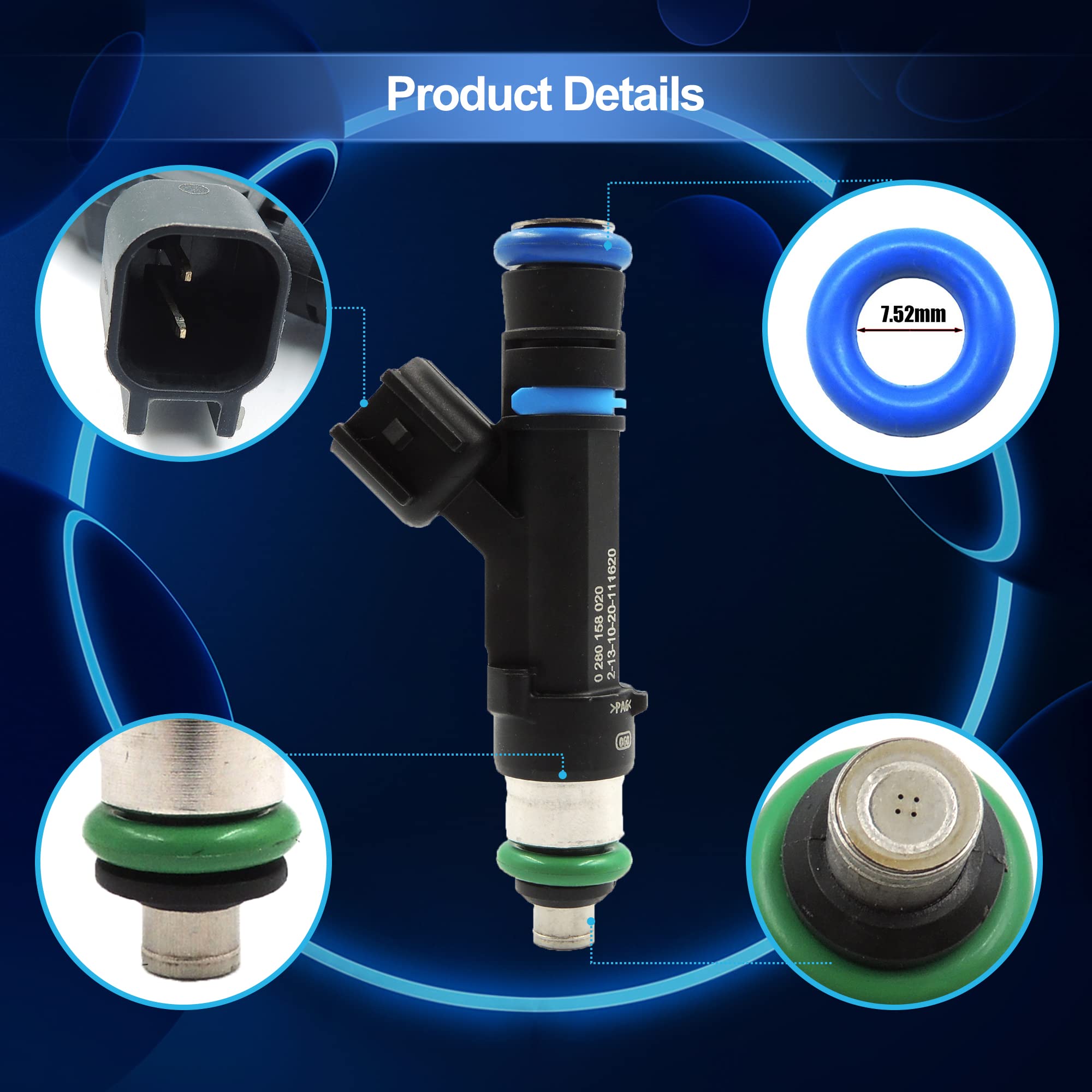 HiSport Fuel Injector 0280158020 Compatible with Jeep Dodge Dakota Mitsubishi Liberty 3.7L (1 Pack) - HiSport