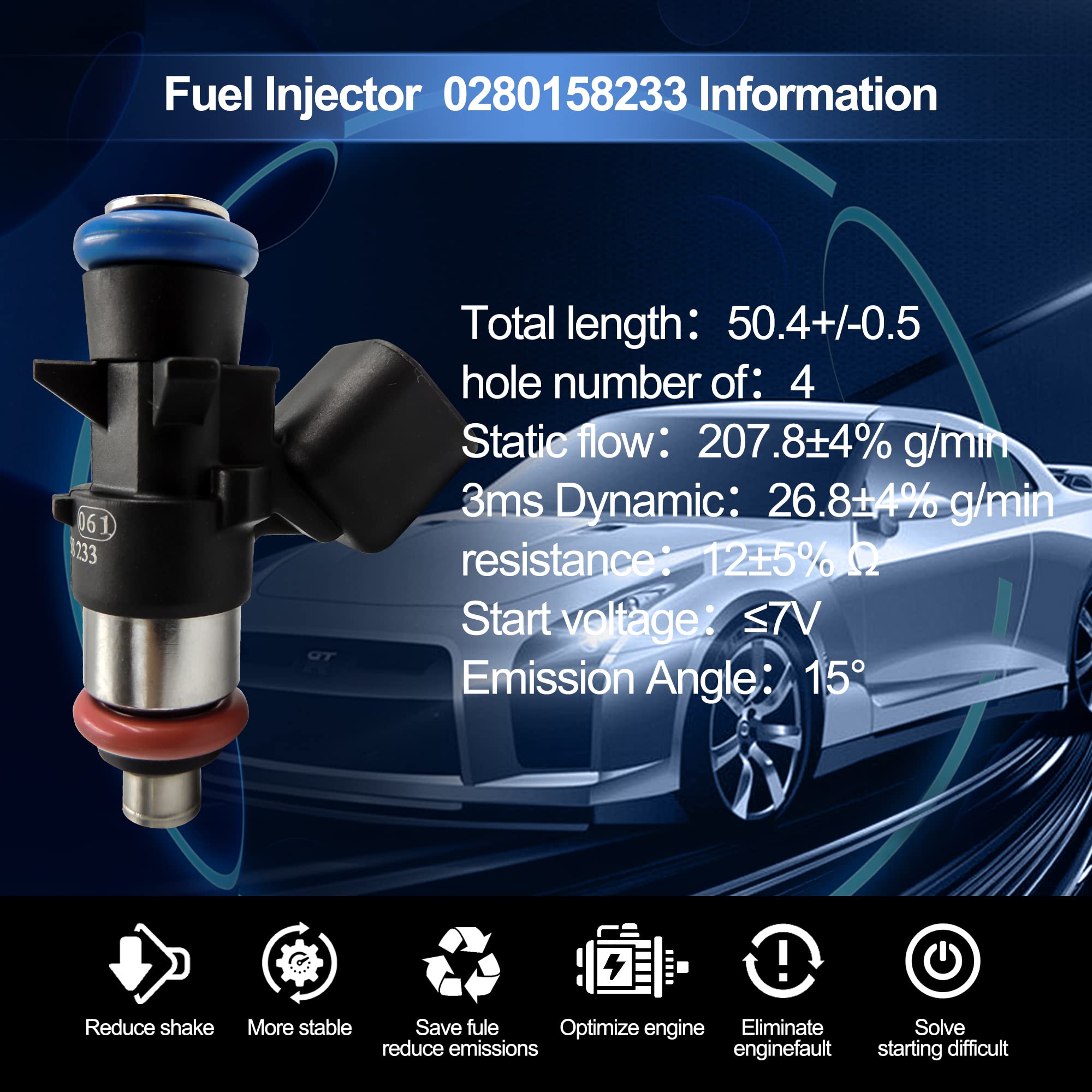 HiSport Fuel Injector 0280158233 fuel injector Compatible with Jeep Grand Cherokee Dodge Avenger Journey Durango 3.6L - HiSport
