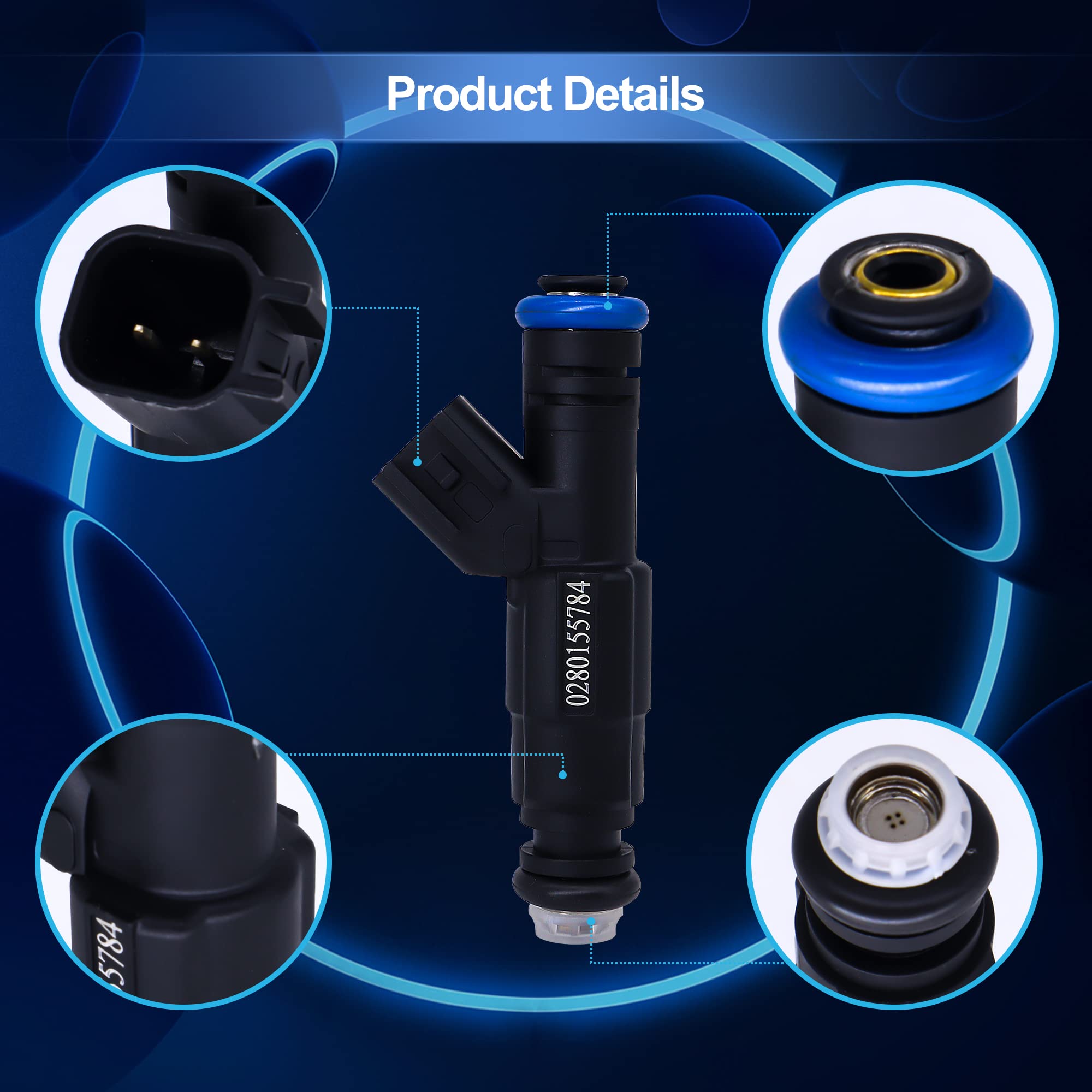 HiSport Fuel Injector 0280155784 Compatible with Cherokee 1999-2004 4.0 4-Hole Fuel Injectors(1 Pack) - HiSport