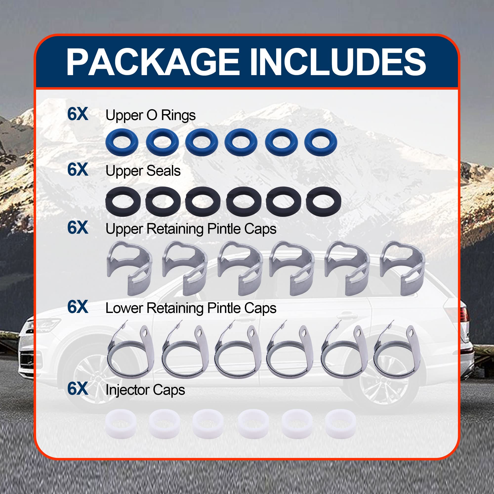 HiSport 06E998907G Fuel Injectors Seals Repair O-Ring Kit -Compatible with VW Audi A4 A5 A6 A8 Q7 Touareg (6 pcs)
