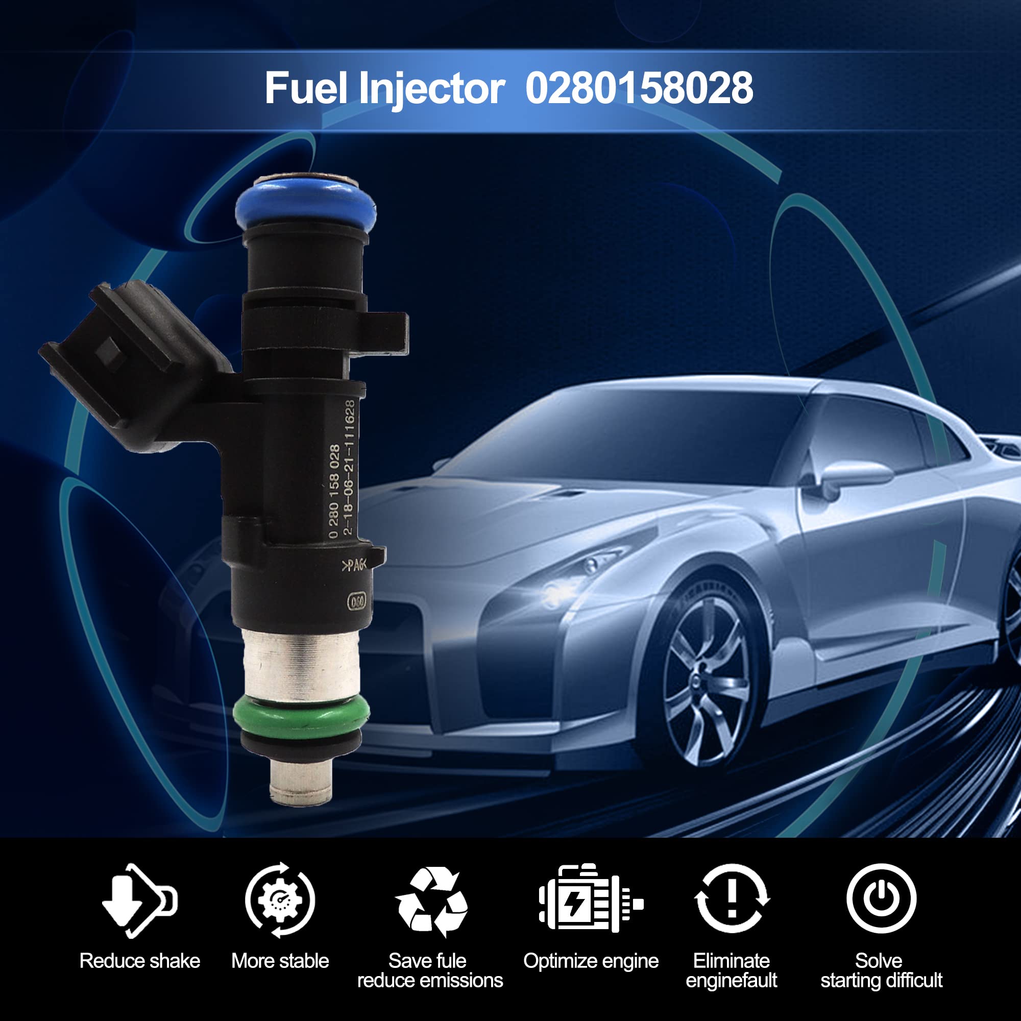 HiSport Fuel Injector 6 PCS 0280158028 04591986AA Compatible with Chrysler 300 V6 2.7L 3.5L 2005-2010,Compatible with Dodge Avanger Magnum 2.7L 3.5L - HiSport