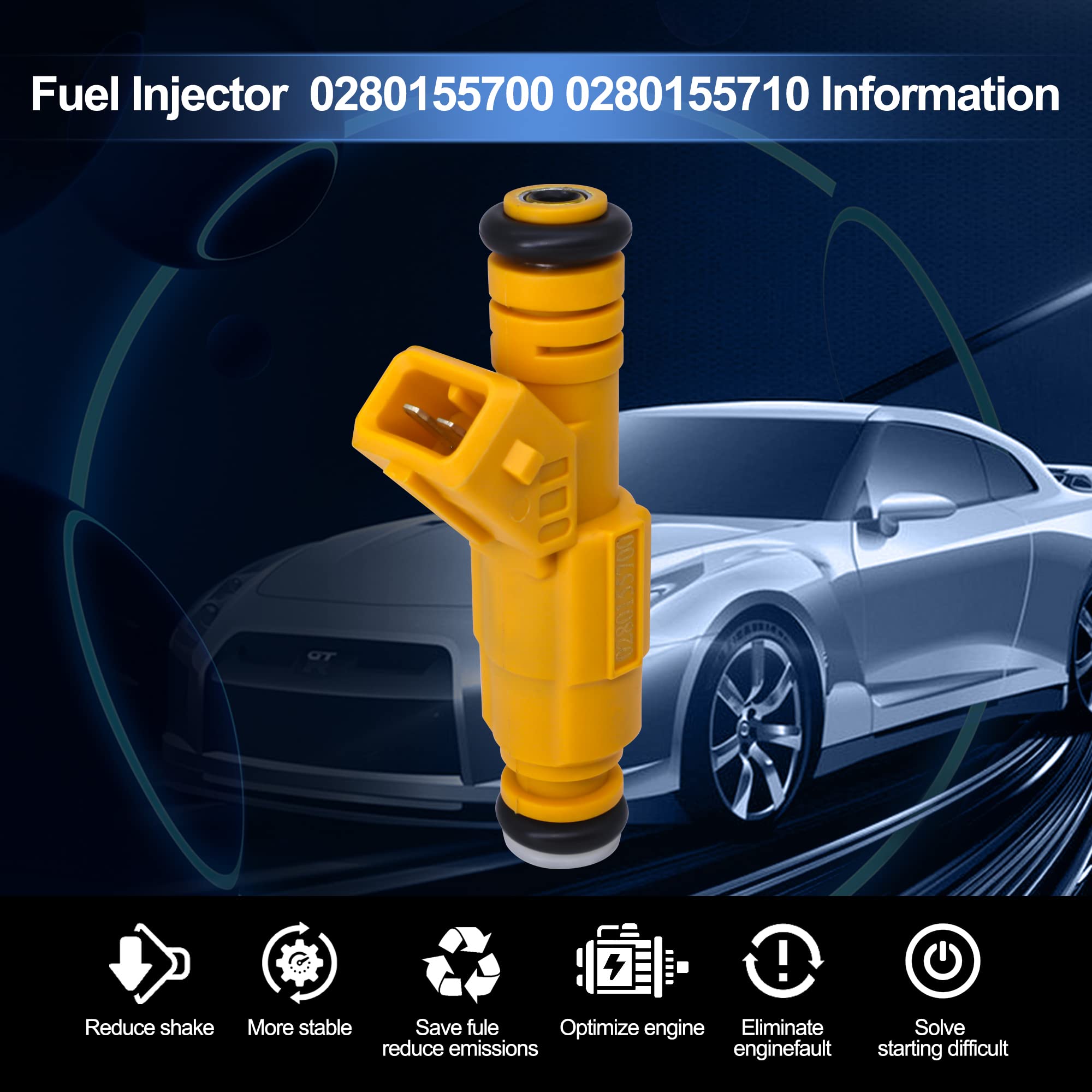 HiSport Fuel Injector 0280155710 6 PCS Compatible with Jeep Cherokee 1989-1998,Comanche 1987-1992,Wrangler 4.0L L6 1991-1998 - HiSport