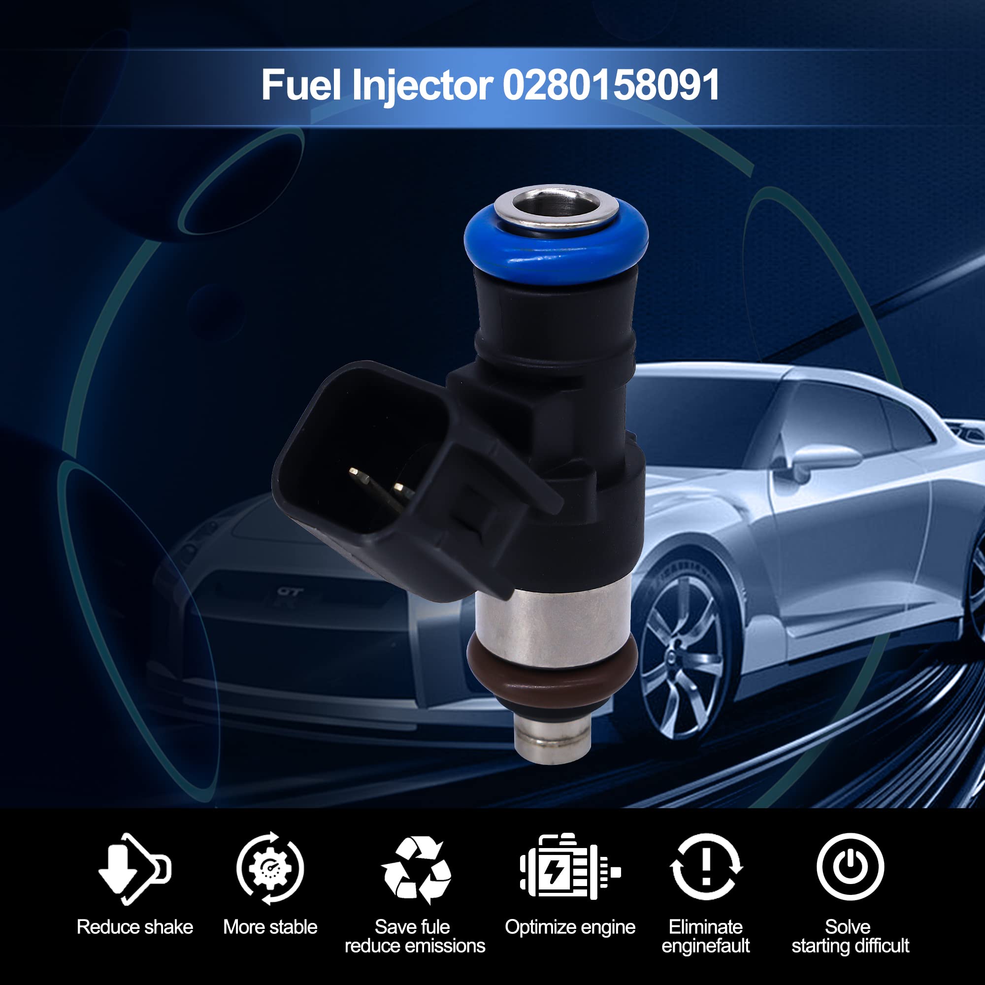 HiSport Fuel Injector 0280158077 0280158091 FJ1000 Compatible with FORD EDGE LINCOLN MAZDA 3.5-3.7L 2007-2011 (6 PCS/Pack) - HiSport