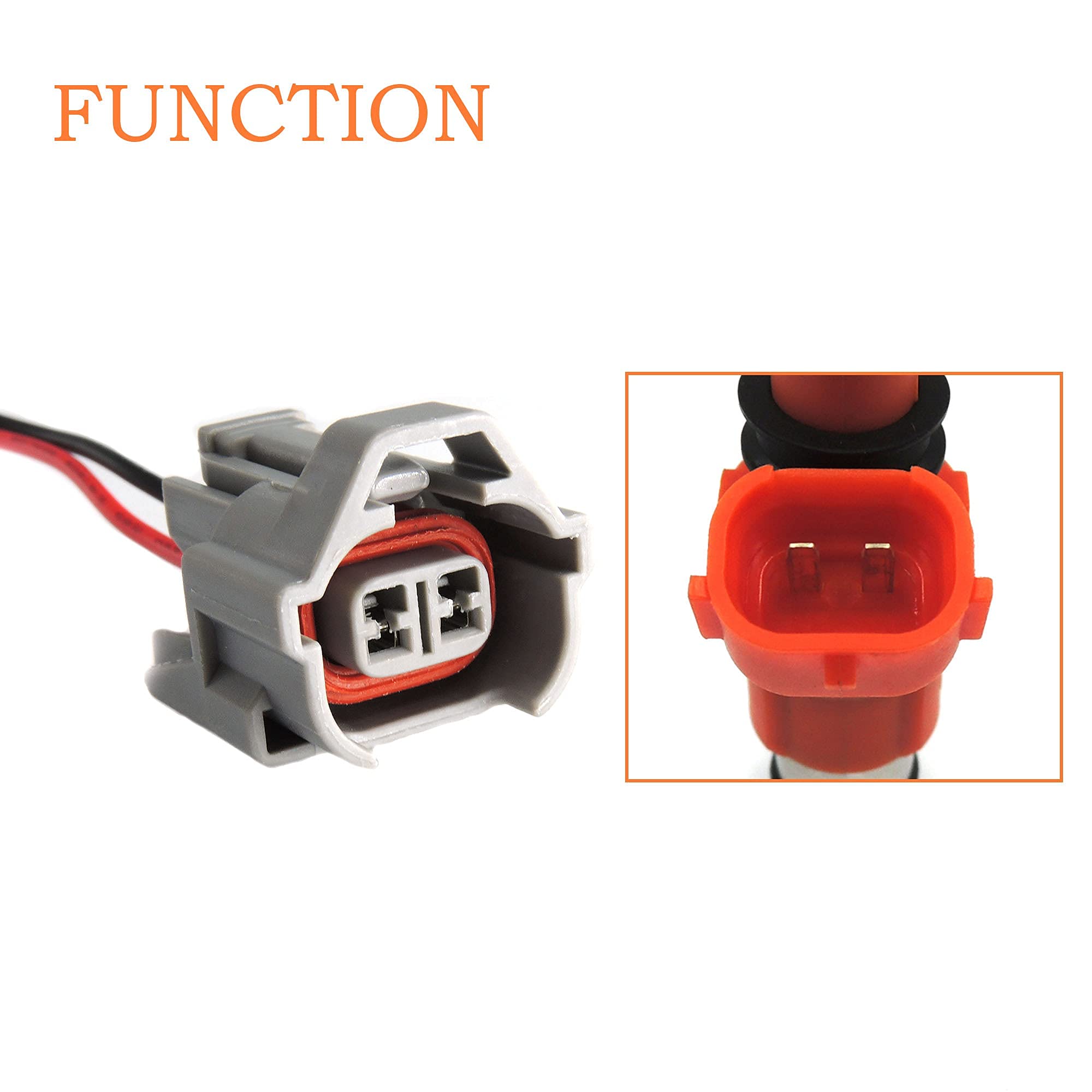 HiSport Fuel Injector Connector Harness Plug EV1 EV6 EV14 Compatible with Toyota DENSO (Pack of 6) - HiSport