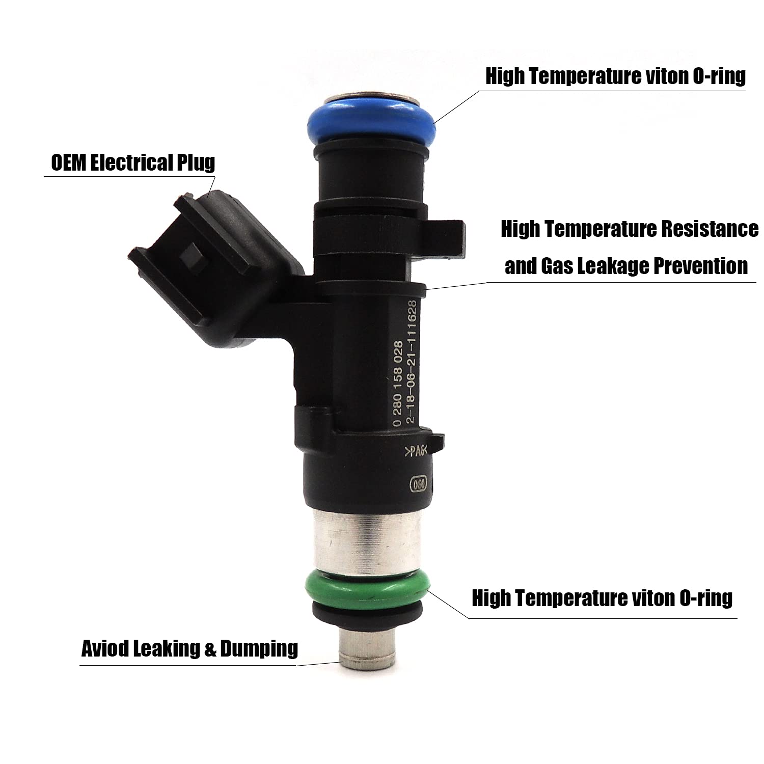 HiSport Fuel Injector 0280158028 04591986AA Compatible with Dodge Chrysler 05-10 300 V6 2.7L 3.5L (6 PCS) - HiSport