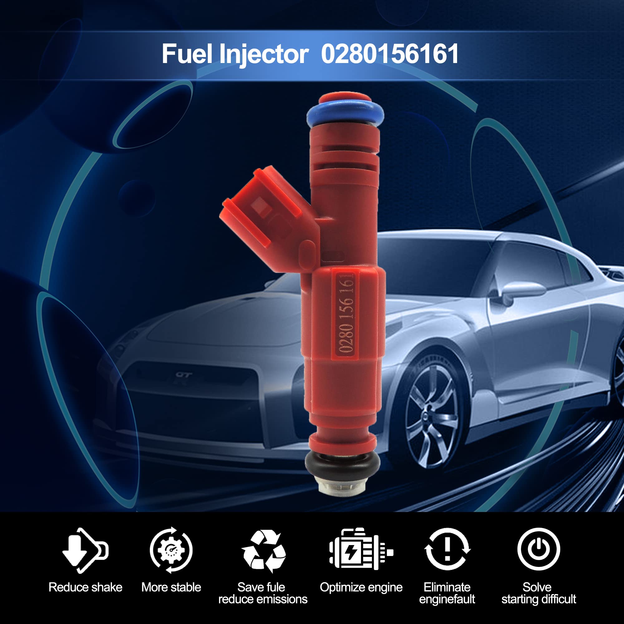 HiSport Fuel Injector 0280156161 6 PCS Compatible with Jeep Grand Cherokee Laredo L6 4.0L 812-12128 1999-2004 12 Holes, Compatible with Grand Cherokee Wrangler V6 - HiSport