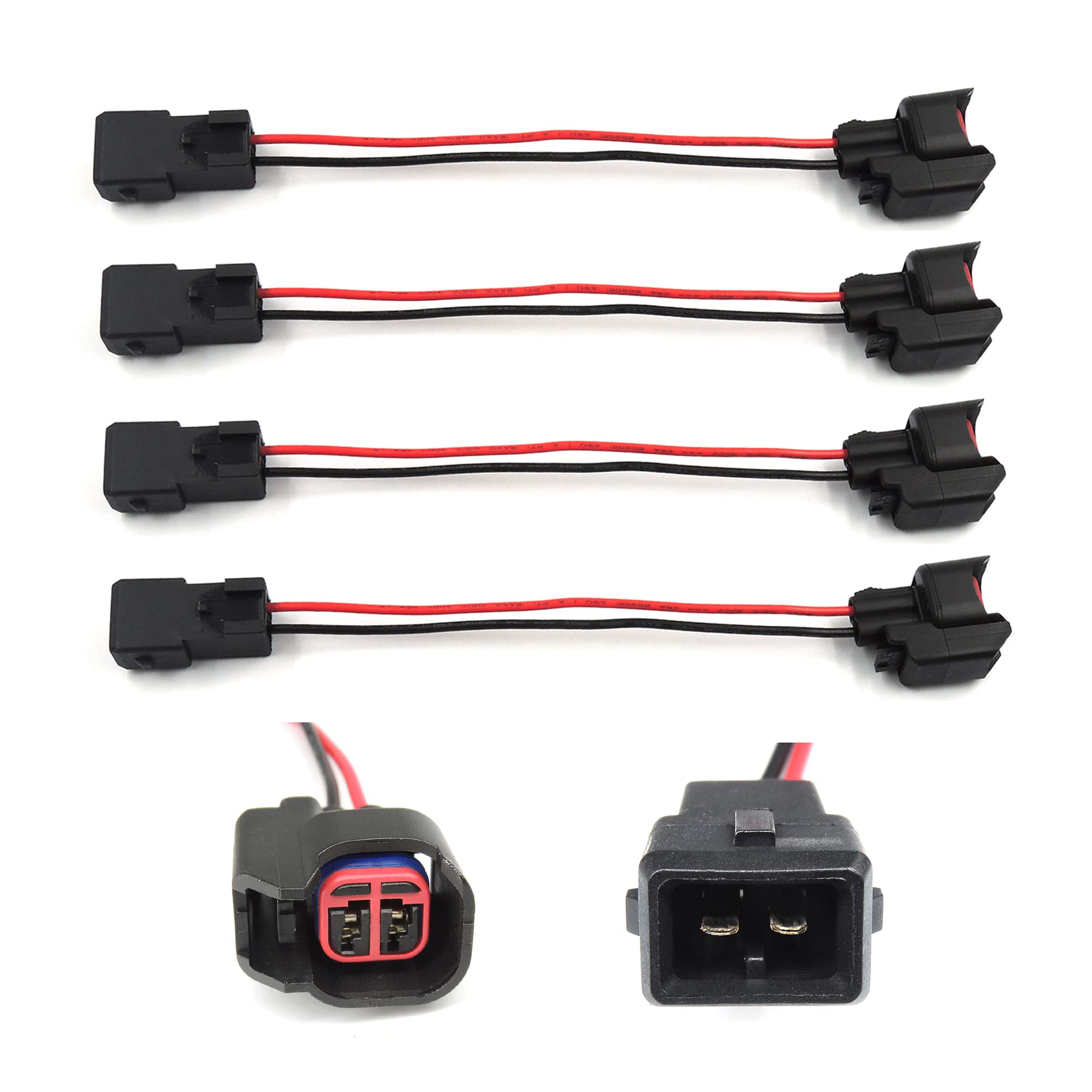 HiSport Injector Adaptors Plugs Connectors EV6 to EV1 Harness PnP Adapter Wiring Harness for Fuel Injector adapter 4Pcs - HiSport