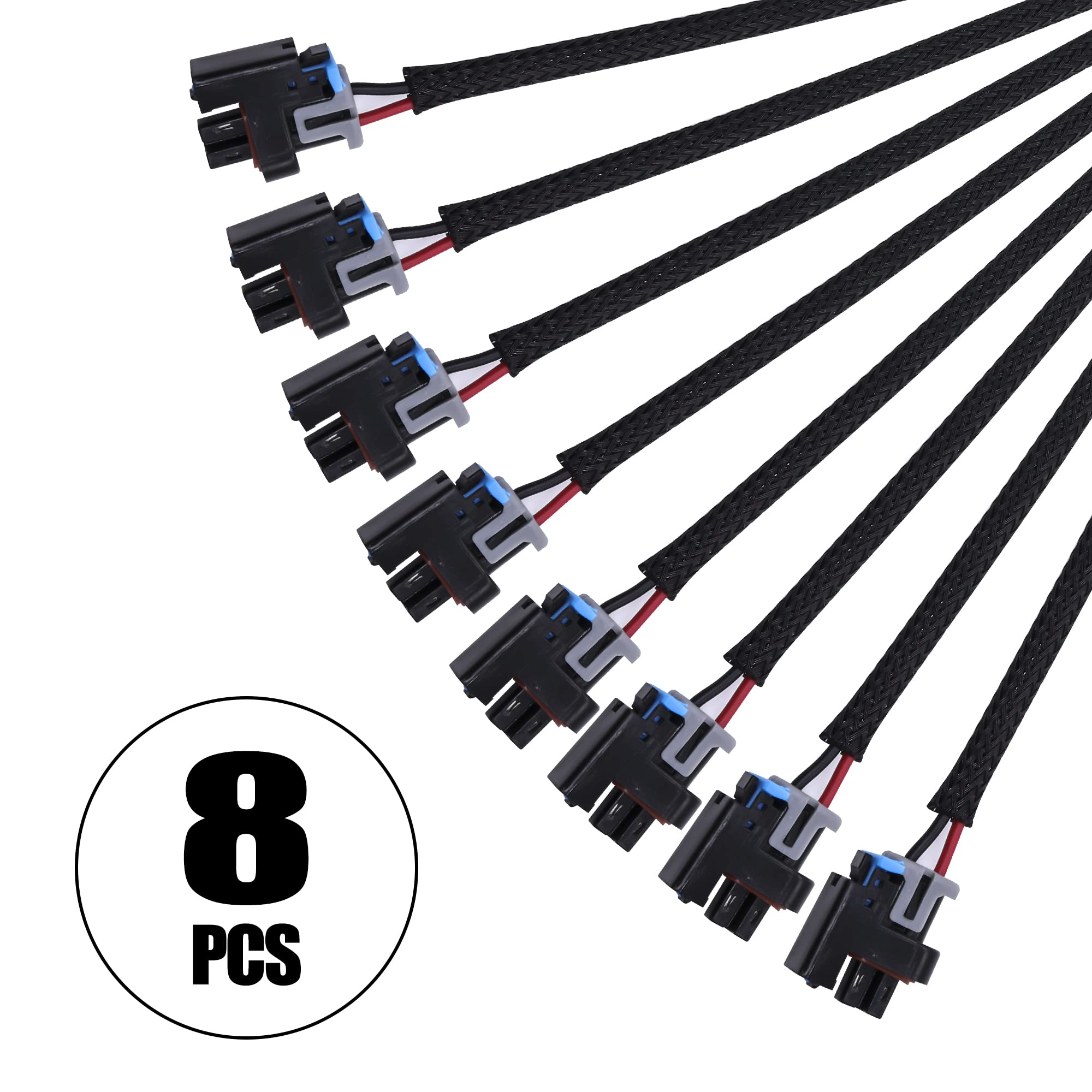 HiSport Fuel Injector Connector 8 PCS Pigtail Connectors Wire Compatible with Jetronic EV1 to Mini Delphi Multec - HiSport