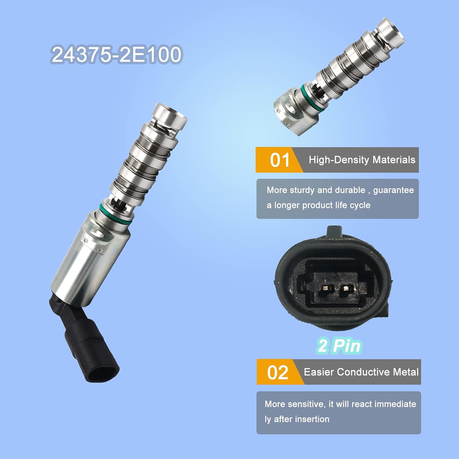 Oil Control Variable Valve Timing VVT Compatible with Elantra,Kona,Sonata,Tucson,Veloster Replace 24375-2E100+24355-2E100