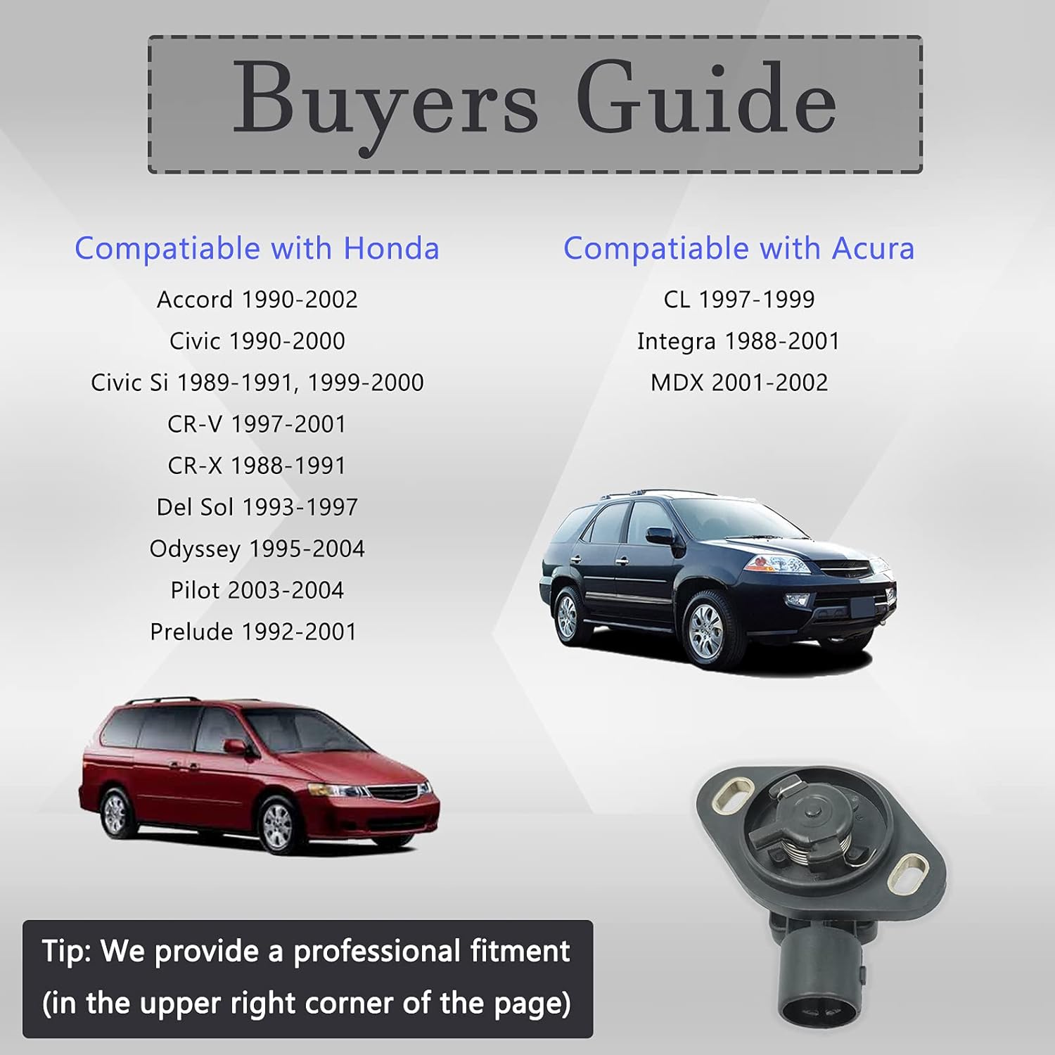 911-753 TPS Throttle Position Sensor Accelerator Switch - Compatiable with Acura Integra,Honda Accord Civic CRX Prelude CR-V Replace 16400-P06-A11 911753 16400P06A11 -HiSport