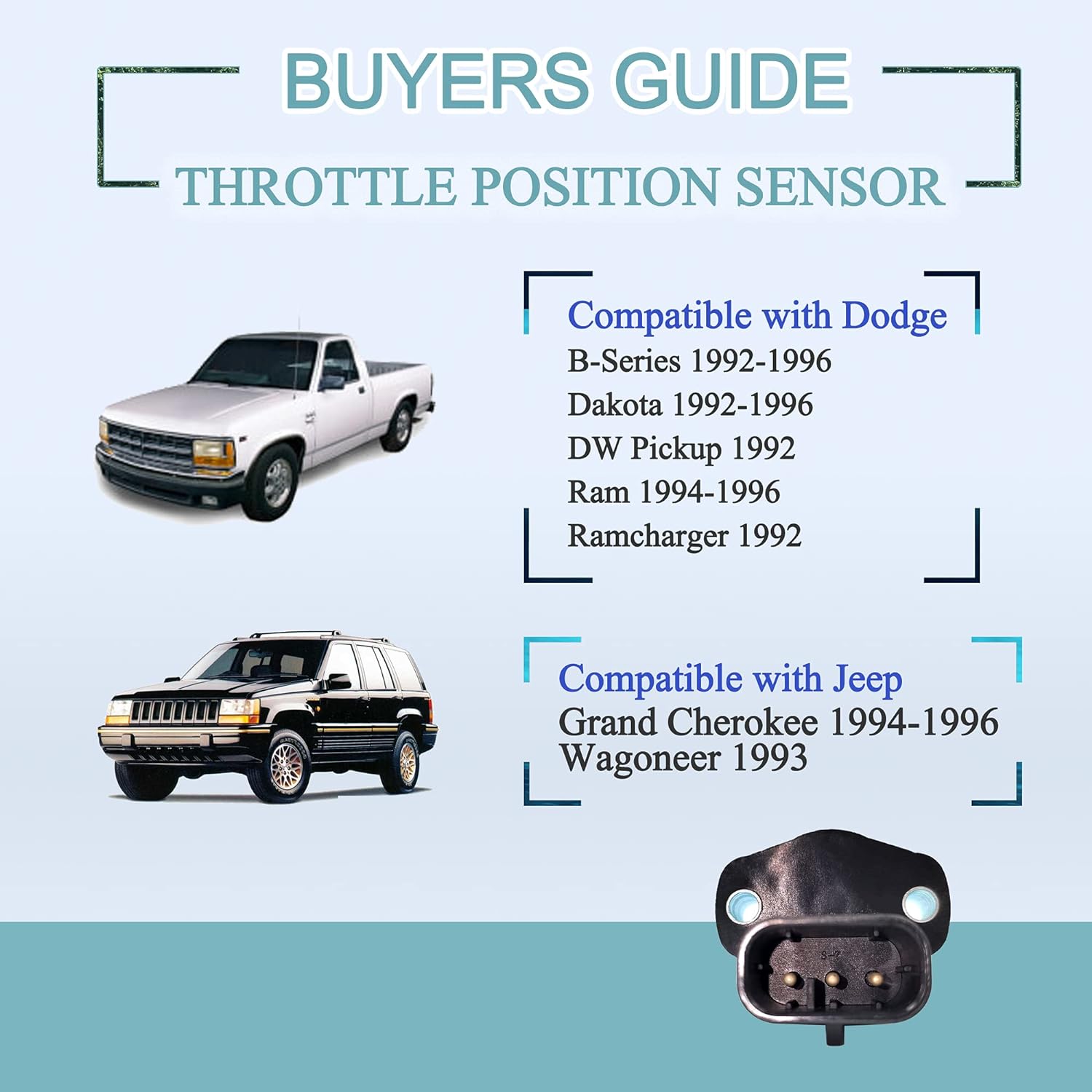 Throttle Position Sensor(TPS)4626051 TH145 Compatible with Chrysler Daytona Dynasty Lebaron ,Dodge B150 B250 B350 B1500 B2500 B3500 Caravan D150 D250 D350 Dakota Daytona Dynasty Ram 1500/2500/3500