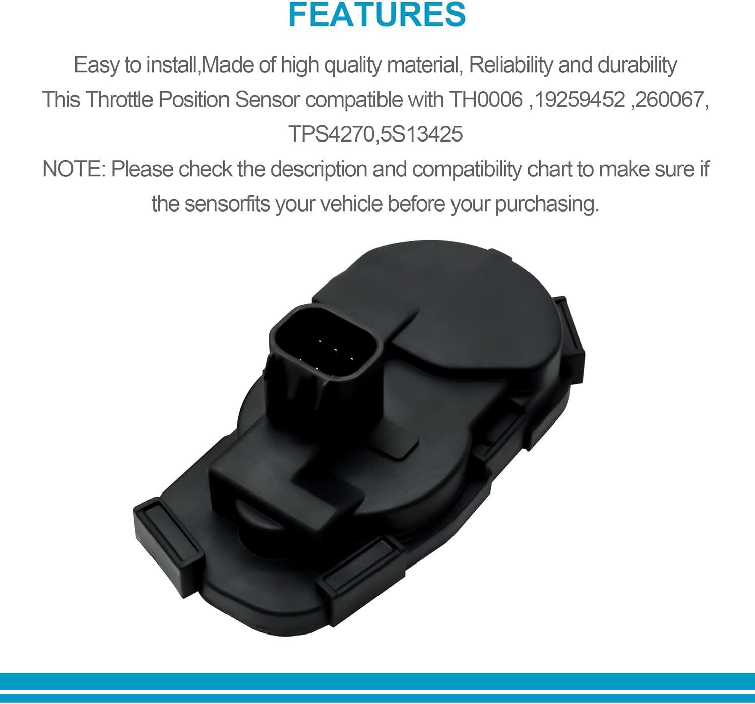 HiSport TH0006 19259452 - Throttle Position Sensor & Connector - Compatible with Buick Cadillac Chevrolet Express 1500 GMC Savana Envoy Yukon Cadillac Escalade Suburban #Replace 260067,TPS4270