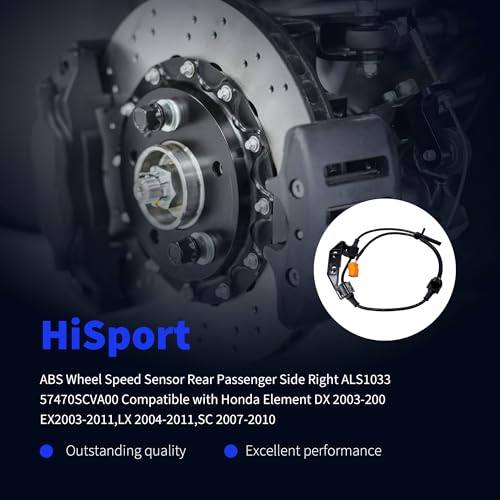 HiSport ABS Wheel Speed Sensor Rear Passenger Side Right ALS1033, 57470SCVA00 Compatible with Honda Element DX 2003-2004,EX2003-2011,LX 2004-2011,SC 2007-2010