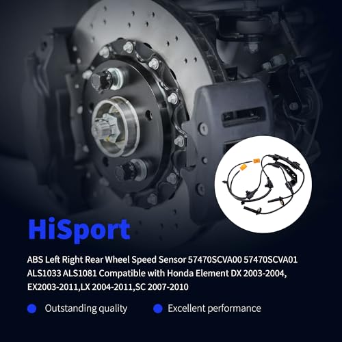 HiSport ABS Left Right Rear Wheel Speed Sensor 57470SCVA00 57470SCVA01 ALS1033 ALS1081 Compatible with Honda Element DX 2003-2004,EX2003-2011,LX 2004-2011,SC 2007-2010