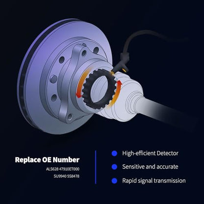 HiSport Front Right Passenger Side ABS Wheel Speed Sensor Comaptible with Nissan Sentra 2.0L 2.5L L4 Sedan 2007-2012 Replaces ALS628 47910ET000