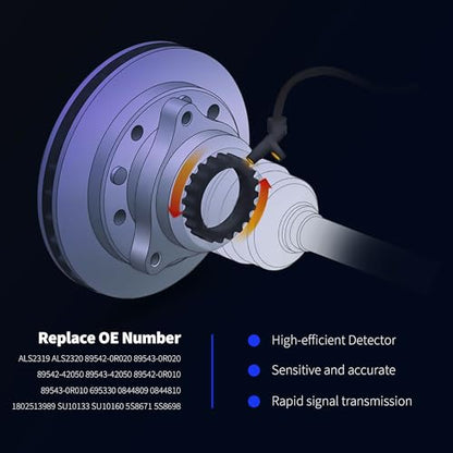 HiSport Front ABS Wheel Speed Sensor Left & Right Compatible with Toyota RAV4 2006-2008 L4 2.4L,2.5L 2009-2012,3.5L V6 2006-2012 Replaces 8954342050, 895430R010