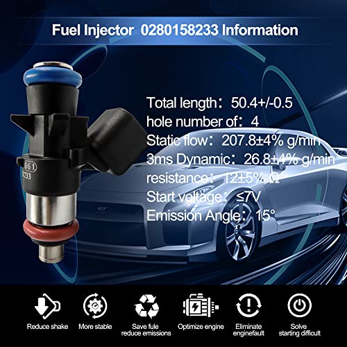 HiSport Fuel Injector 0280158233 5184085AC 1PCS Compatible with Chrysler Dodge Ram Jeep Bosch 3.6L