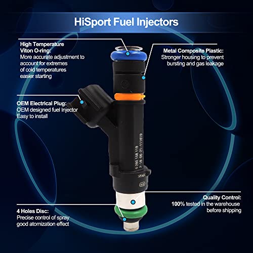 HiSport Fuel Injector 0280158119 6PCS Compatible with Jeep Wrangler 2007-2010 3.8L,Compatible with Dodge Grand Caravan 2008-2010 3.3/3.8L,Compatible with Chrysler Town & Country 2008-2010 3.3/3.8L