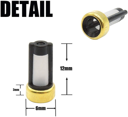 HiSport Fuel Injector 101 Micron Baskets Filter [6mm x 3mm x12mm] Universal Repair Seal Kits [20 Pcs]
