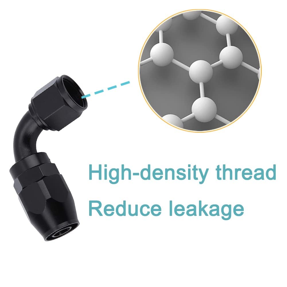 HiSport 12AN 45 Degree Hose End Fitting Swivel Aluminum Black