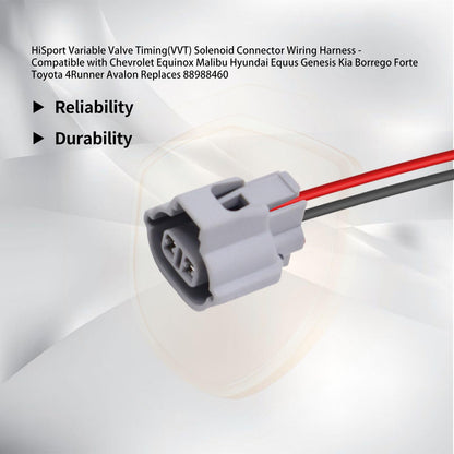 HiSport Variable Valve Timing(VVT) Solenoid Connector Wiring Harness - Compatible with Chevrolet Equinox Malibu Hyundai Equus Genesis Kia Borrego Forte Toyota 4Runner Avalon Replaces 88988460