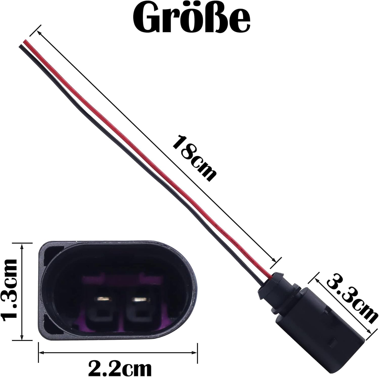 HISports 2 pin Reparatursatz Kabelbaum Stecker 1J0973802，Kompatibel mit A4 A6 A8,BS ESP Temperatursensor Stecker